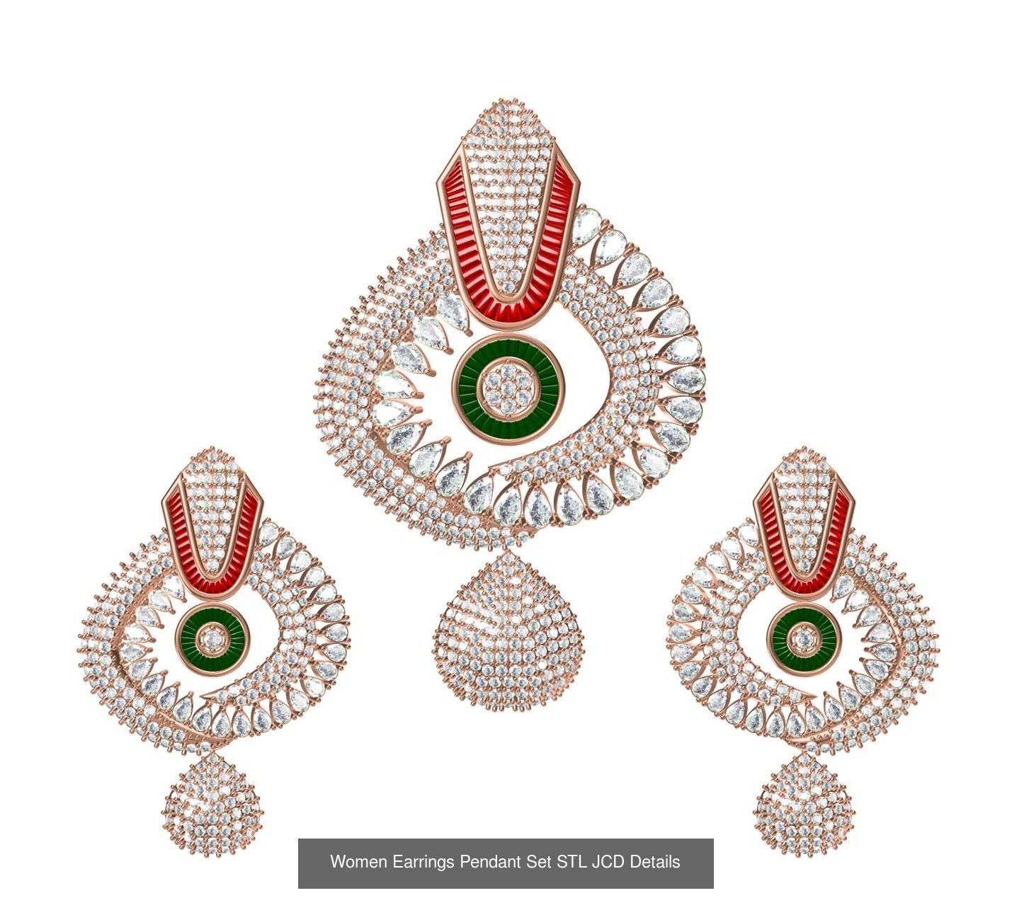 159 Women Earrings Pendant Sets STL JCD Details Collection _320