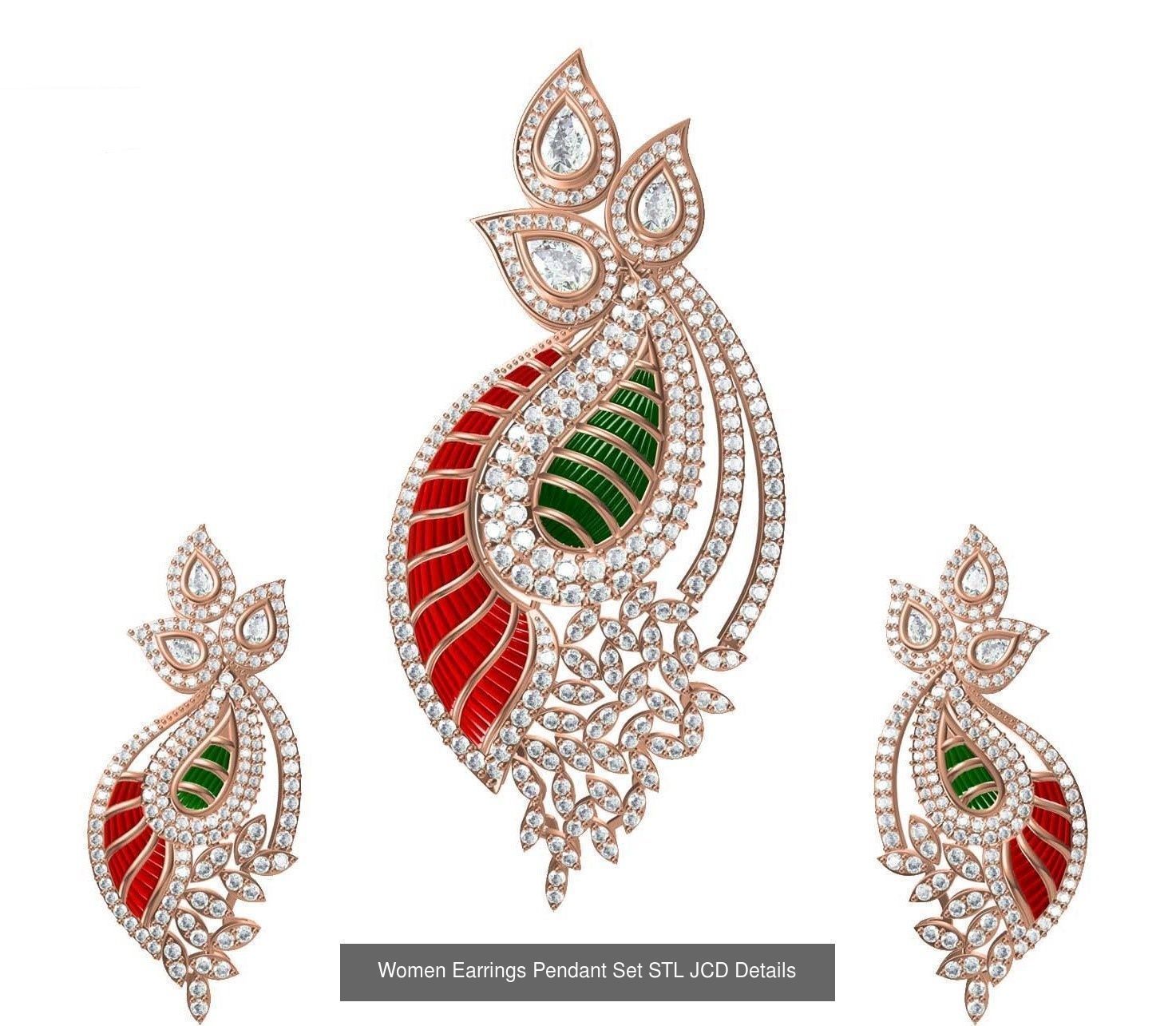 159 Women Earrings Pendant Sets STL JCD Details Collection _278