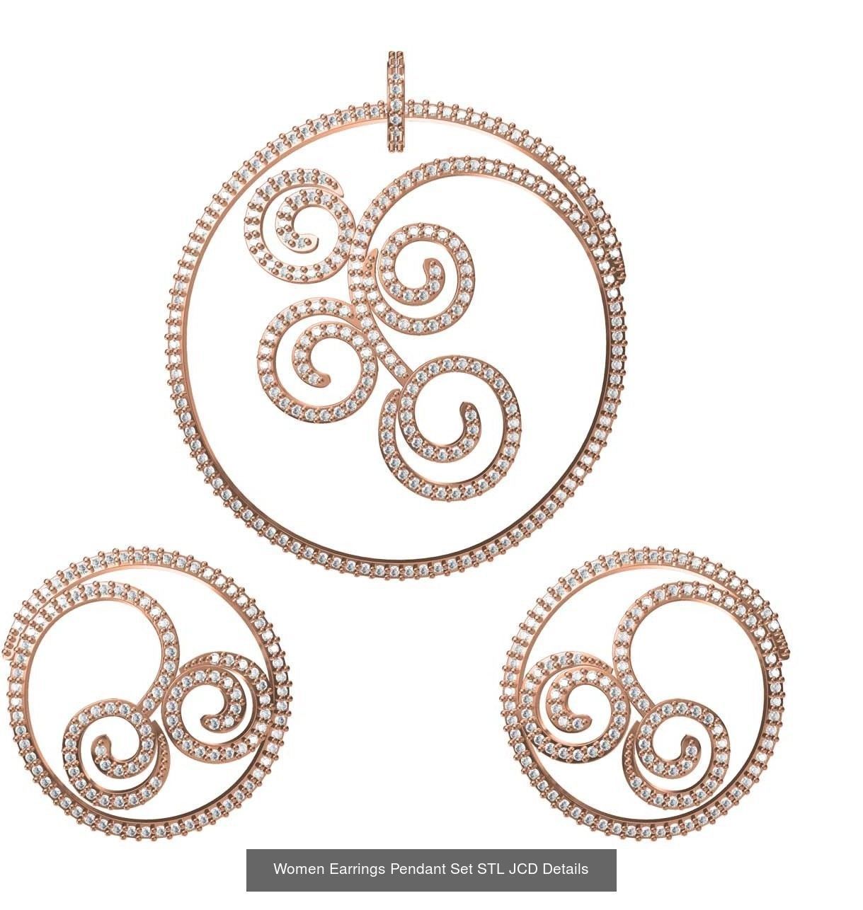 159 Women Earrings Pendant Sets STL JCD Details Collection _370