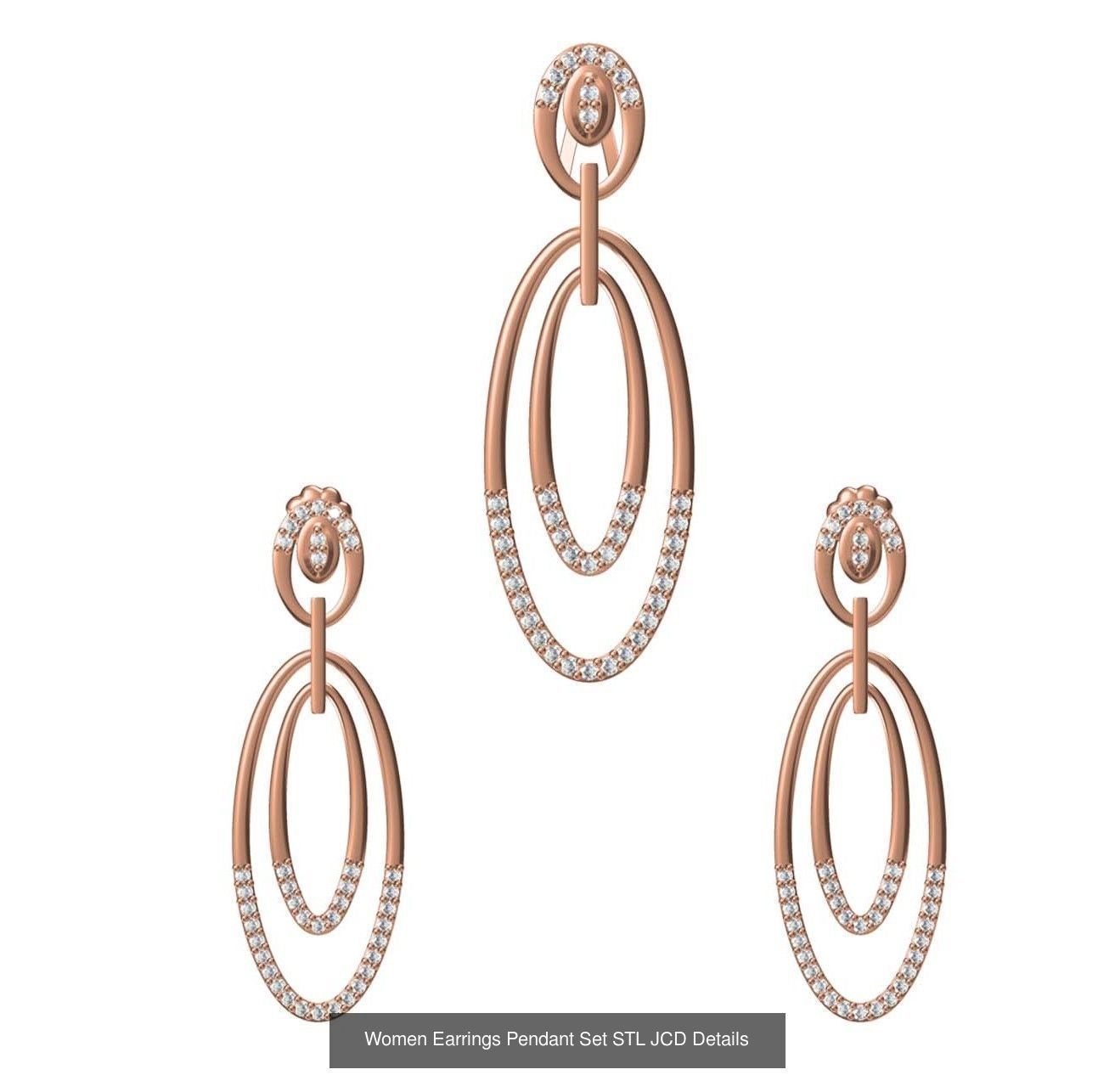 159 Women Earrings Pendant Sets STL JCD Details Collection _359