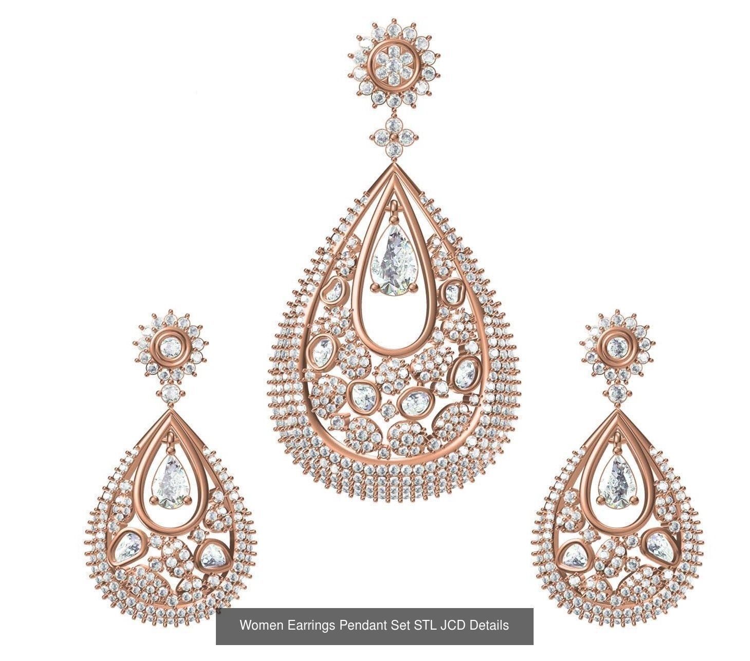 159 Women Earrings Pendant Sets STL JCD Details Collection _262