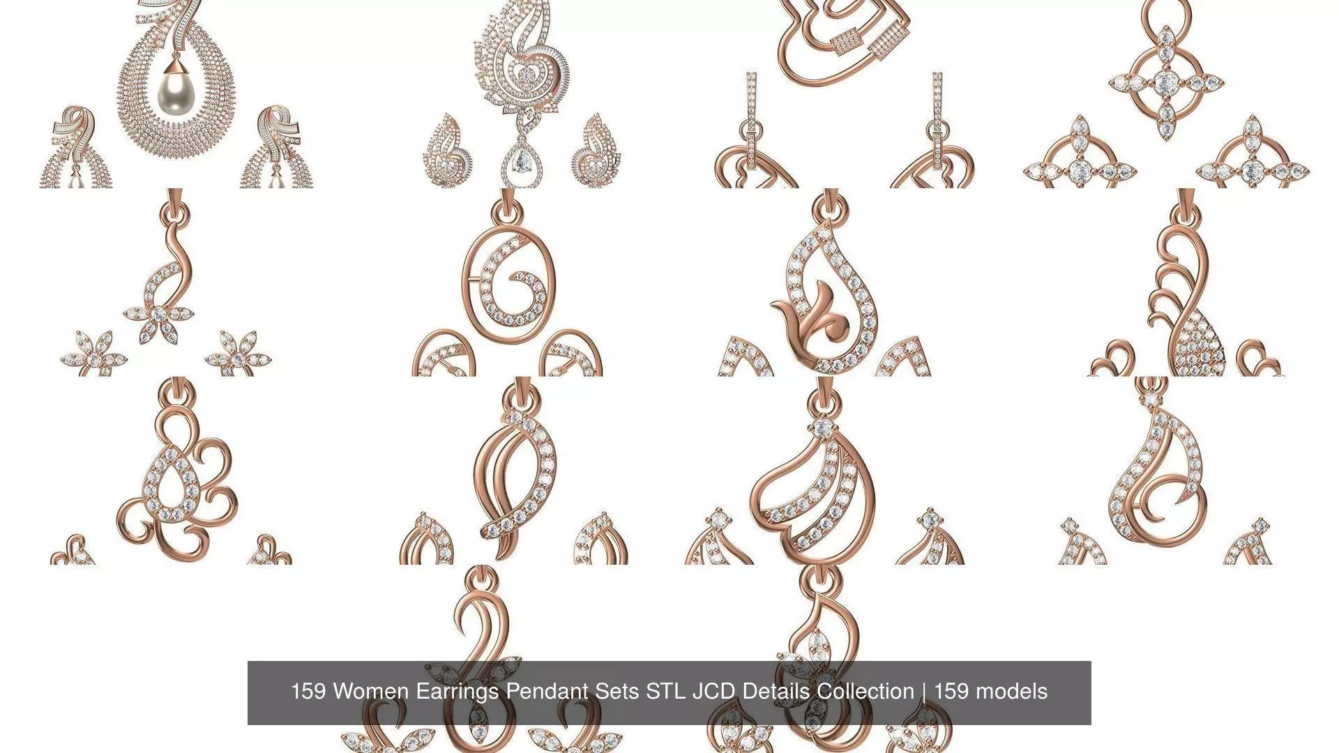 159 Women Earrings Pendant Sets STL JCD Details Collection _19