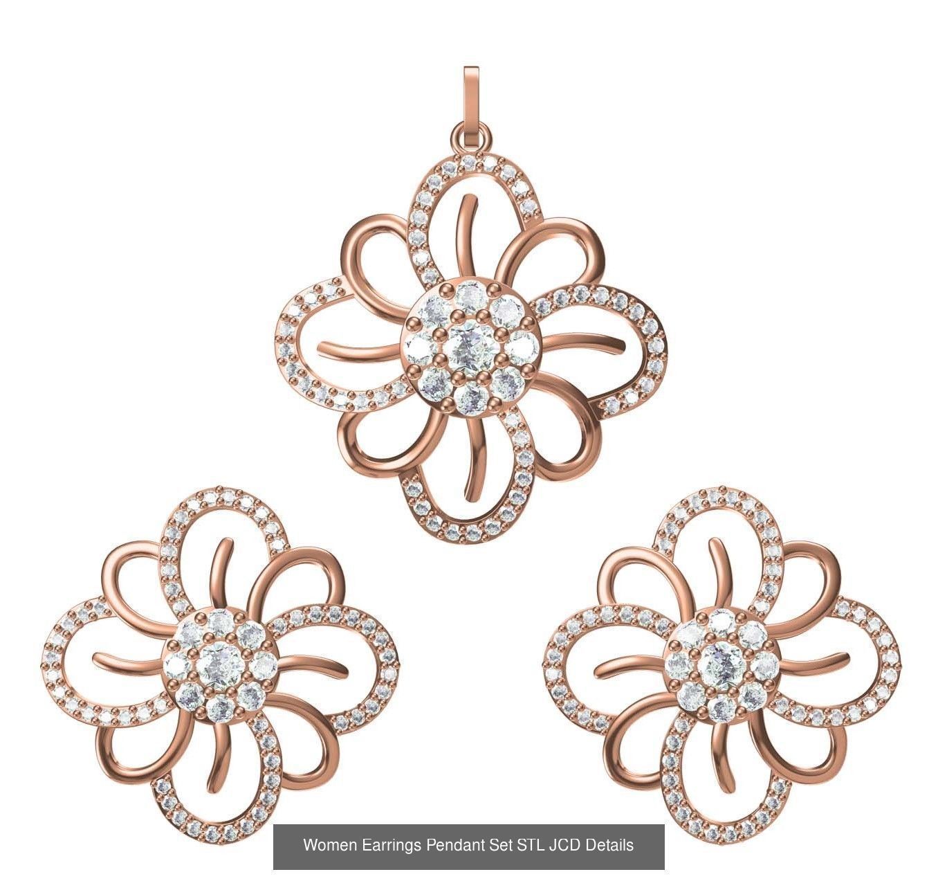 159 Women Earrings Pendant Sets STL JCD Details Collection _342