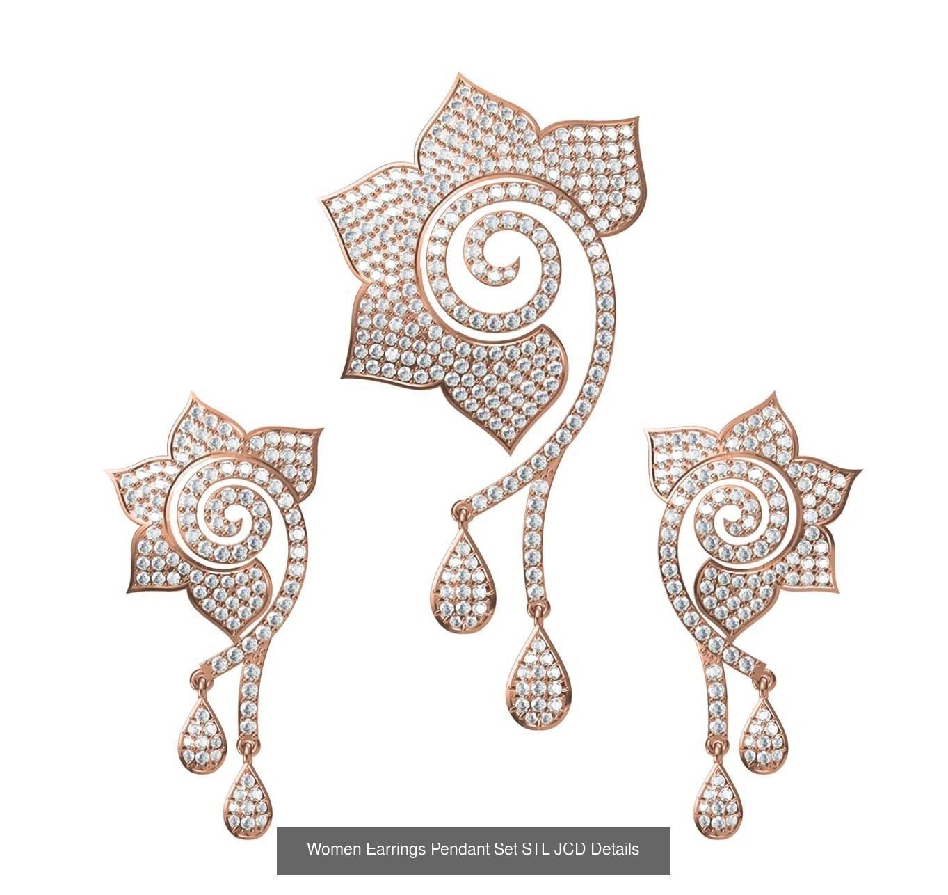 159 Women Earrings Pendant Sets STL JCD Details Collection _323