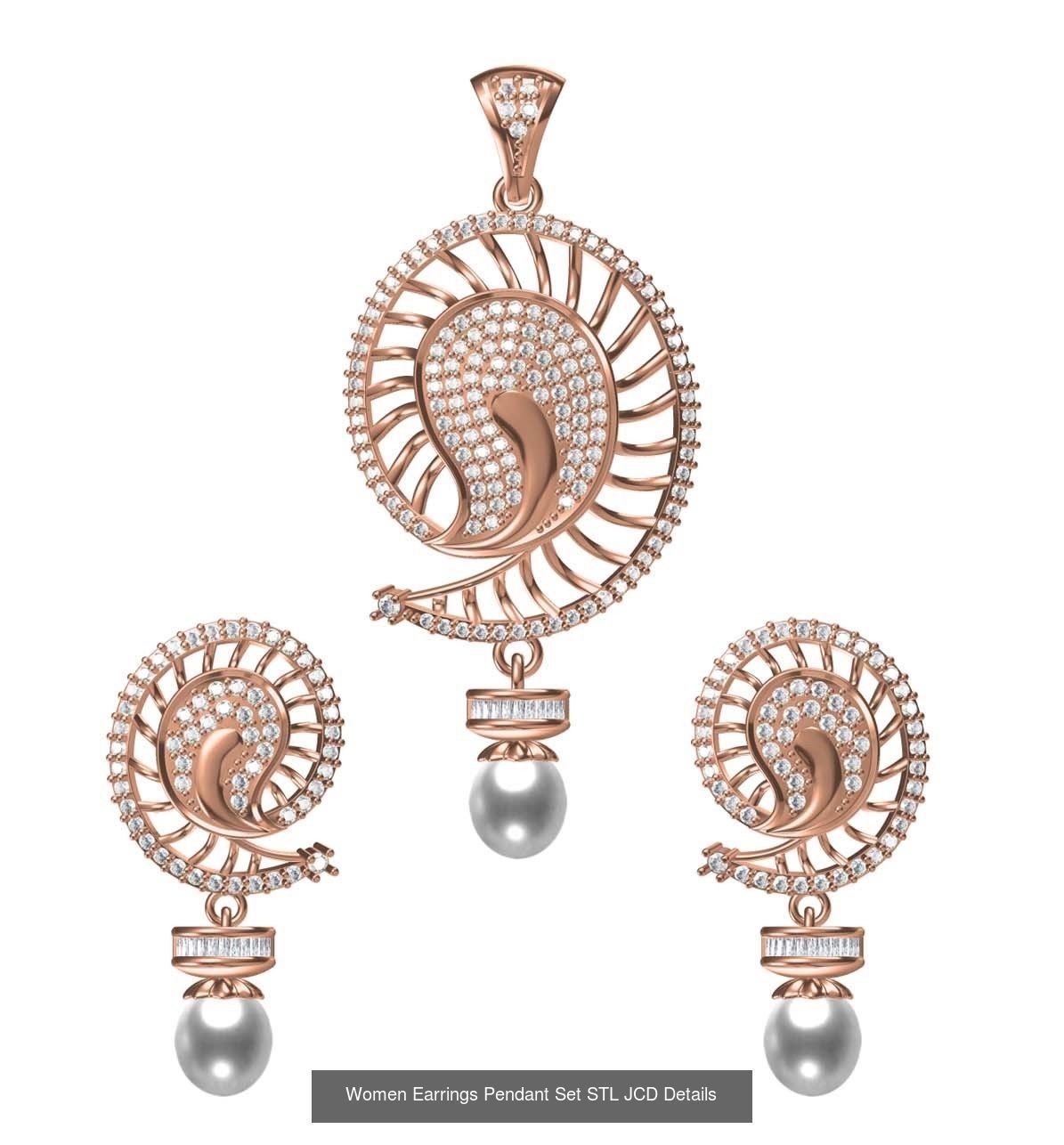 159 Women Earrings Pendant Sets STL JCD Details Collection _356