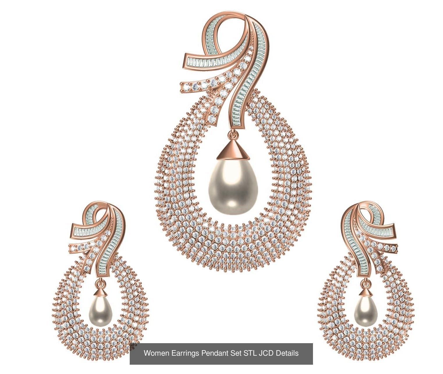 159 Women Earrings Pendant Sets STL JCD Details Collection _214