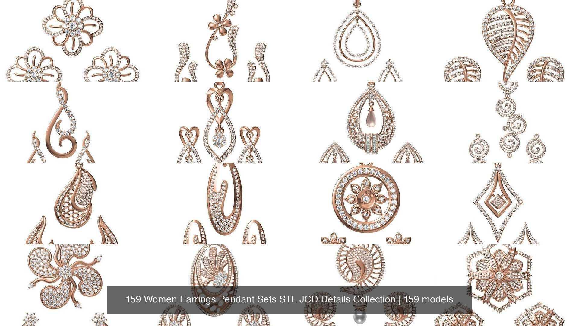 159 Women Earrings Pendant Sets STL JCD Details Collection _211