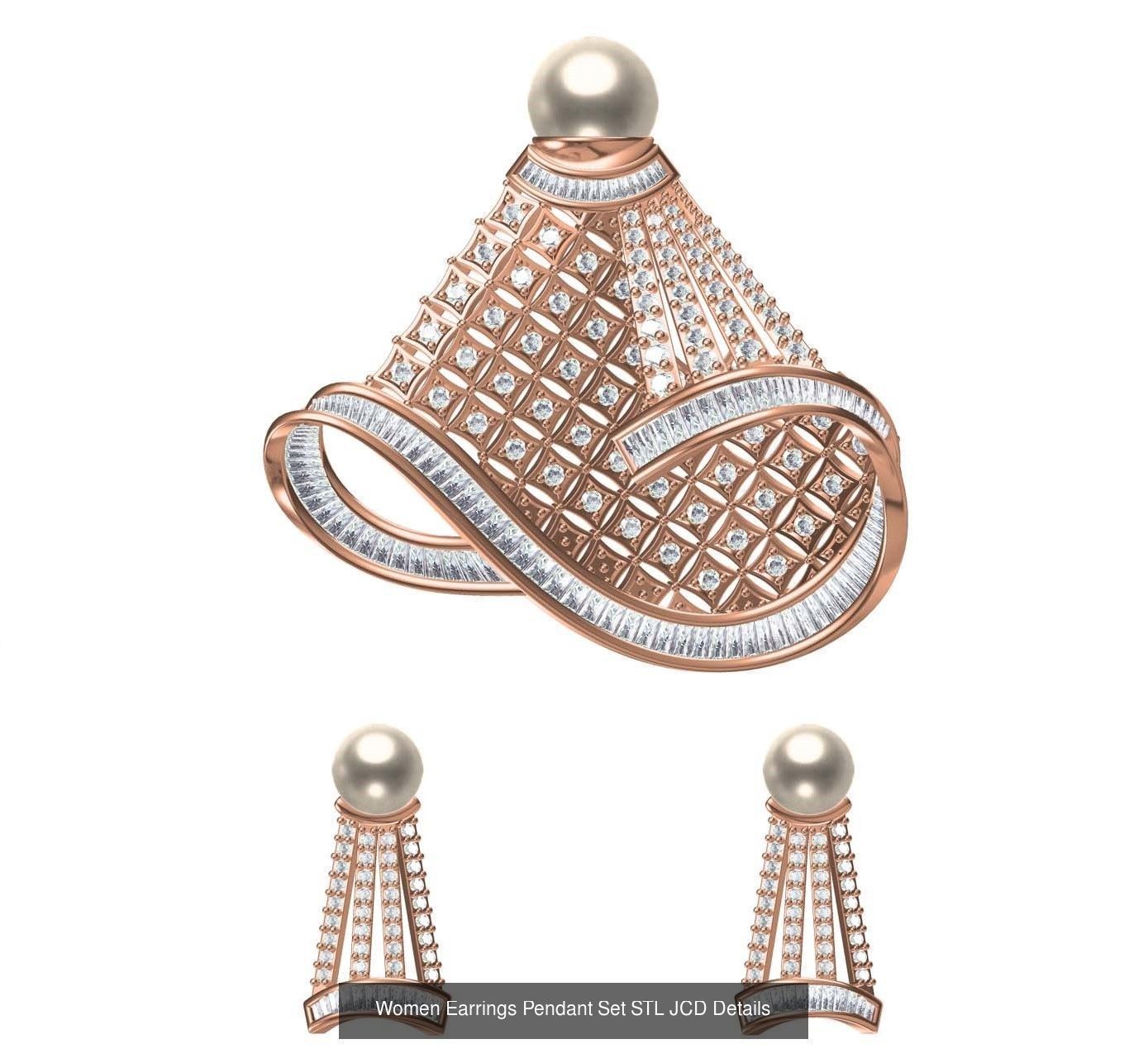 159 Women Earrings Pendant Sets STL JCD Details Collection _314