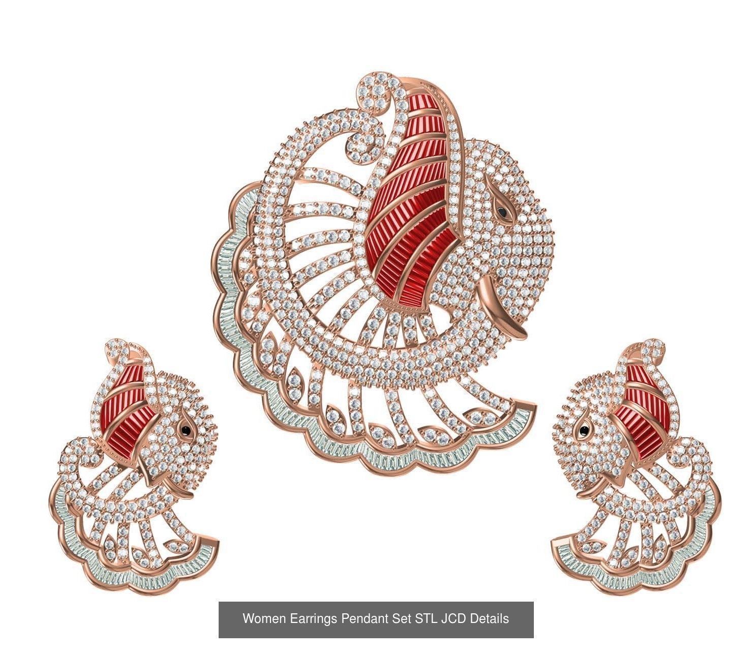 159 Women Earrings Pendant Sets STL JCD Details Collection _280