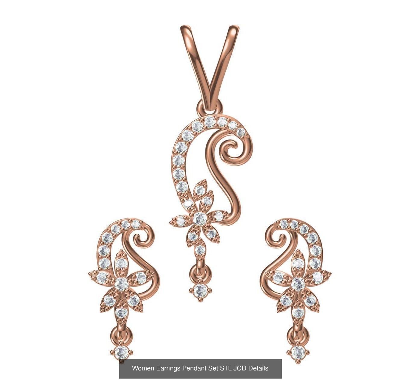 159 Women Earrings Pendant Sets STL JCD Details Collection _279