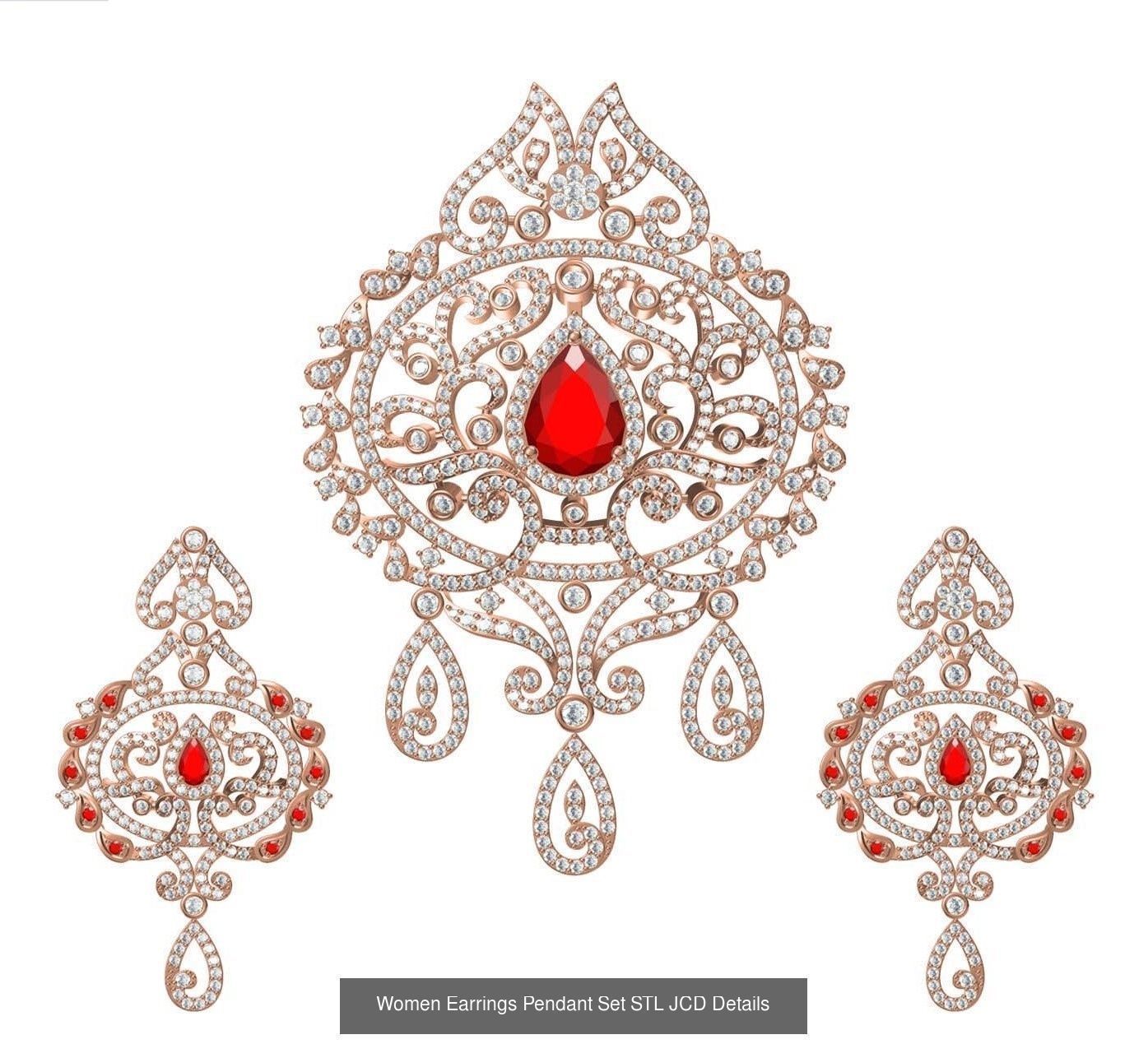 159 Women Earrings Pendant Sets STL JCD Details Collection _258