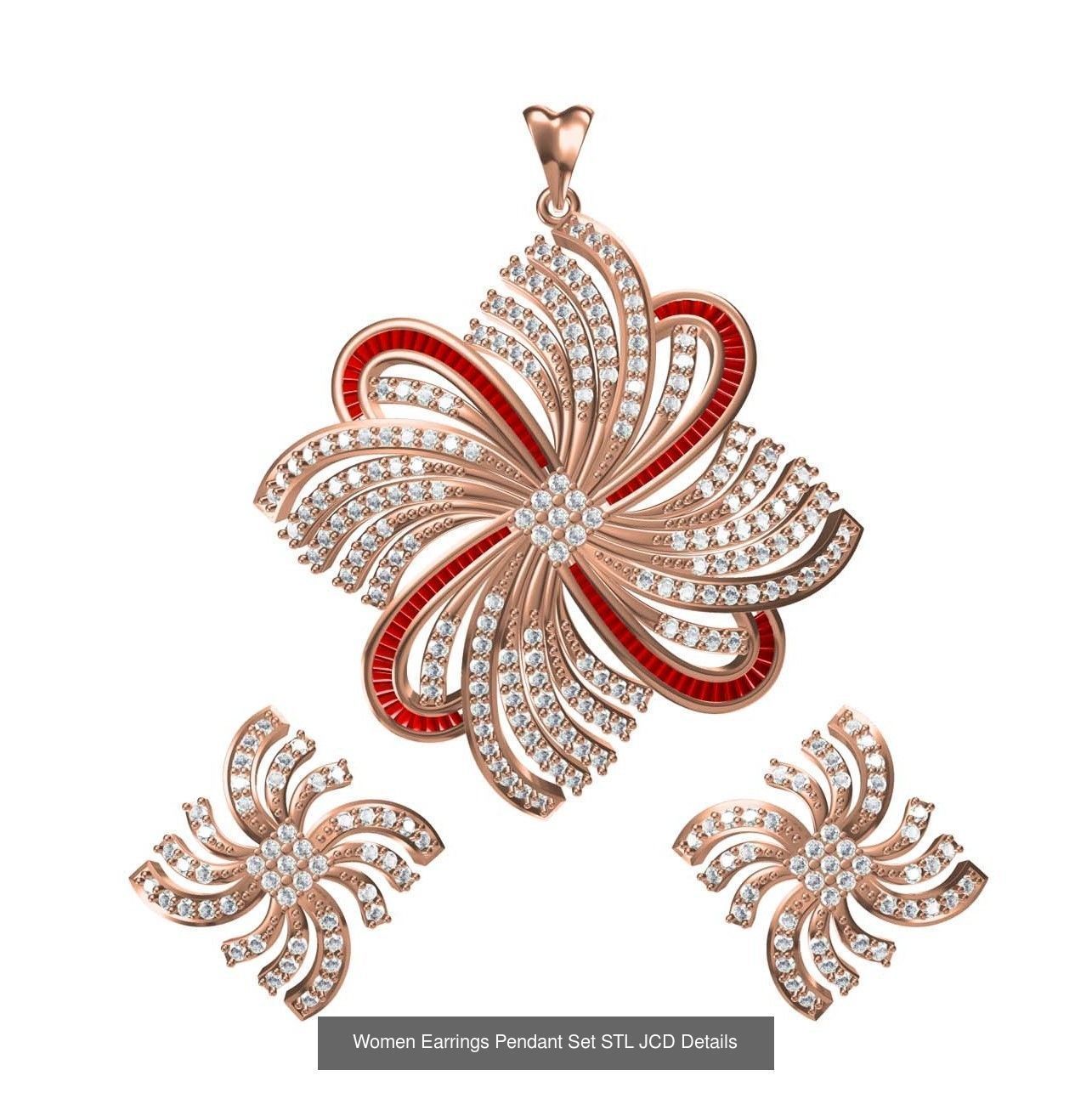 159 Women Earrings Pendant Sets STL JCD Details Collection _371