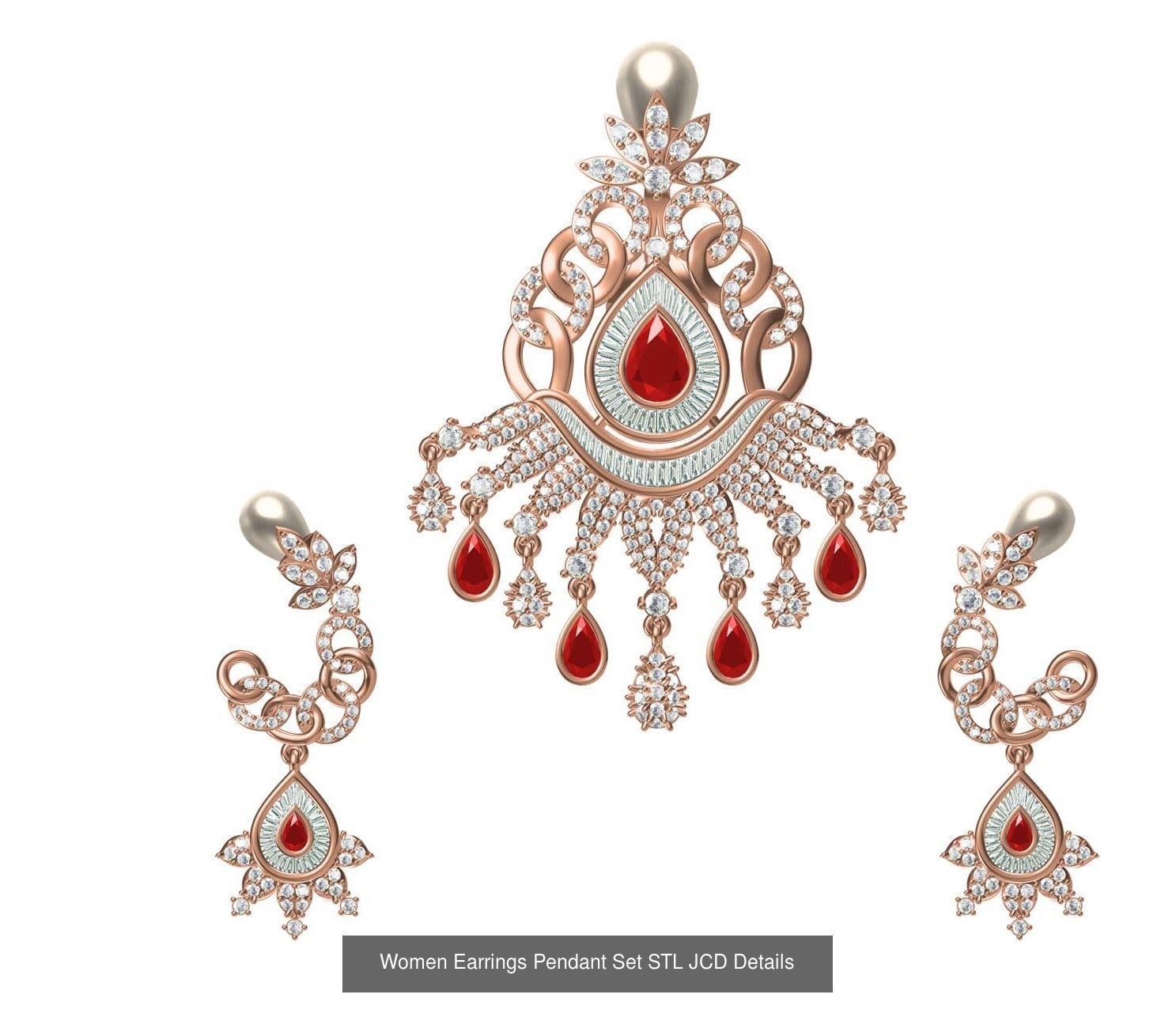 159 Women Earrings Pendant Sets STL JCD Details Collection _290