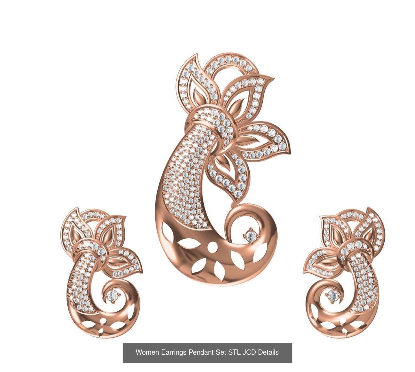 159 Women Earrings Pendant Sets STL JCD Details Collection _269
