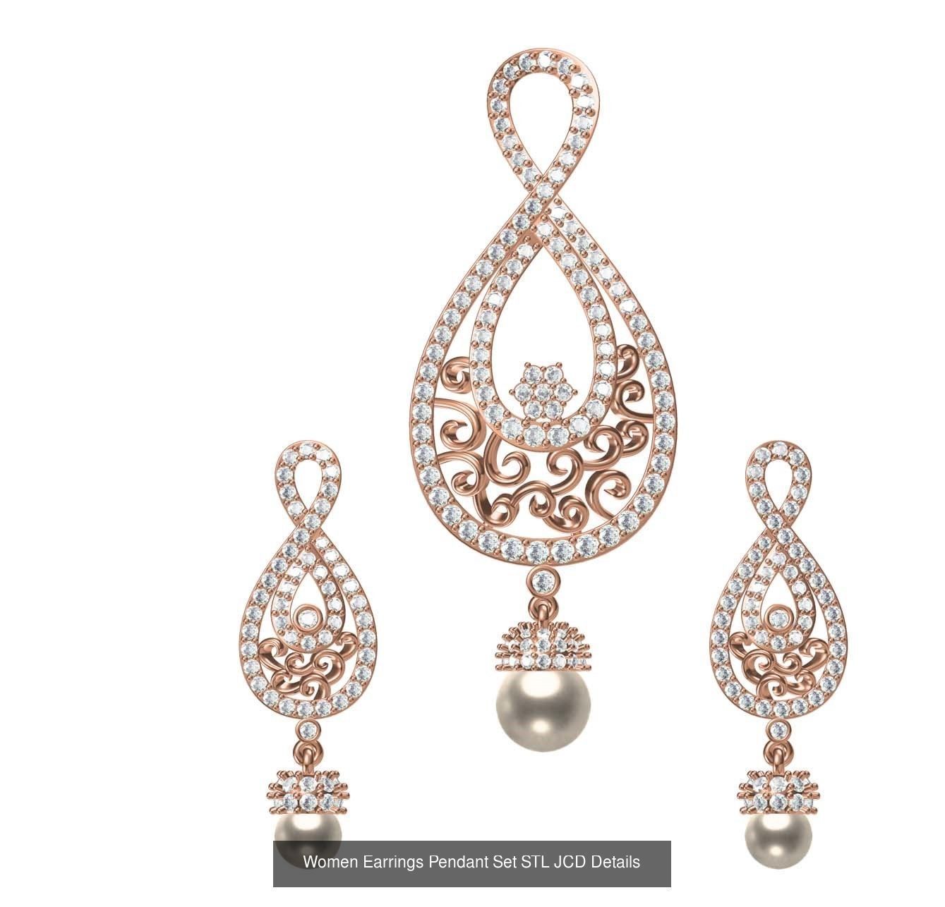 159 Women Earrings Pendant Sets STL JCD Details Collection _302