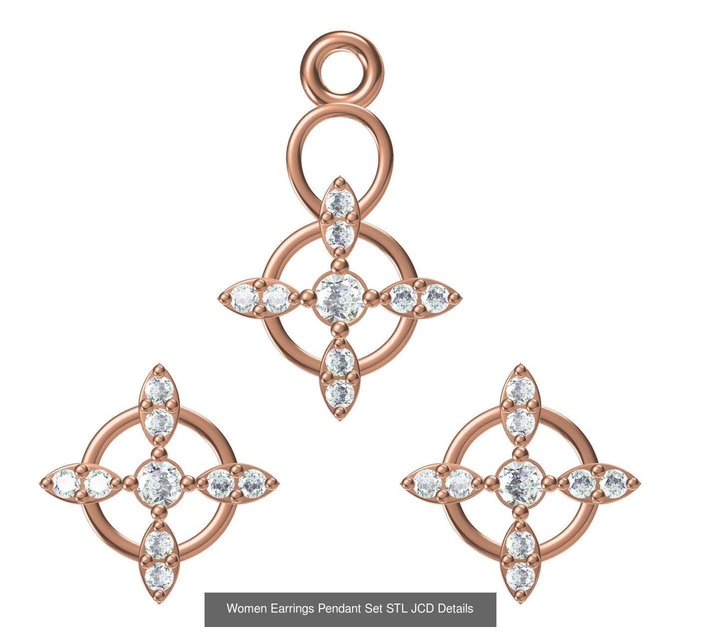 159 Women Earrings Pendant Sets STL JCD Details Collection _217