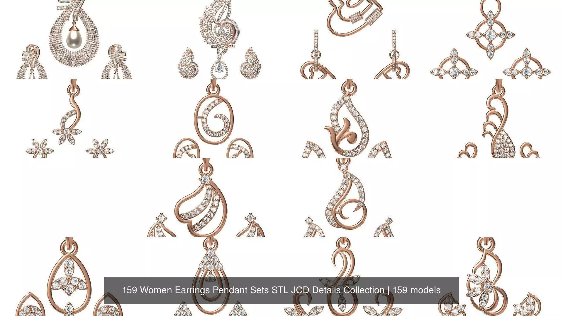 159 Women Earrings Pendant Sets STL JCD Details Collection _1