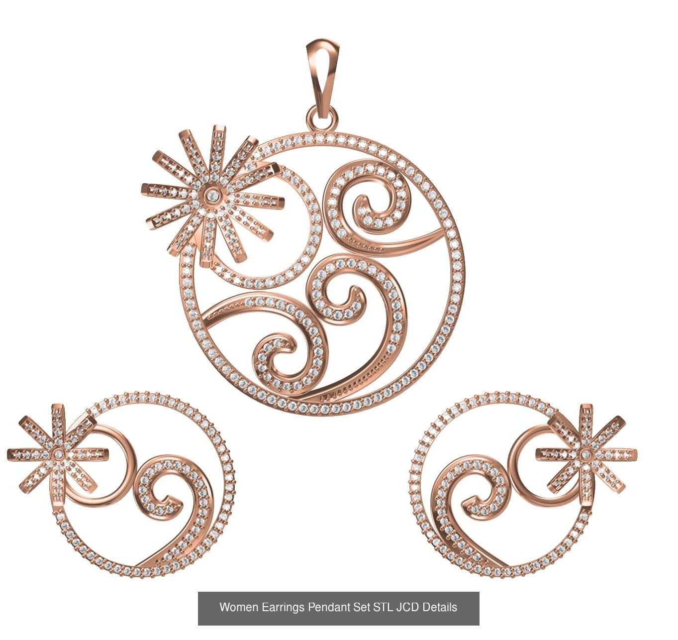 159 Women Earrings Pendant Sets STL JCD Details Collection _368