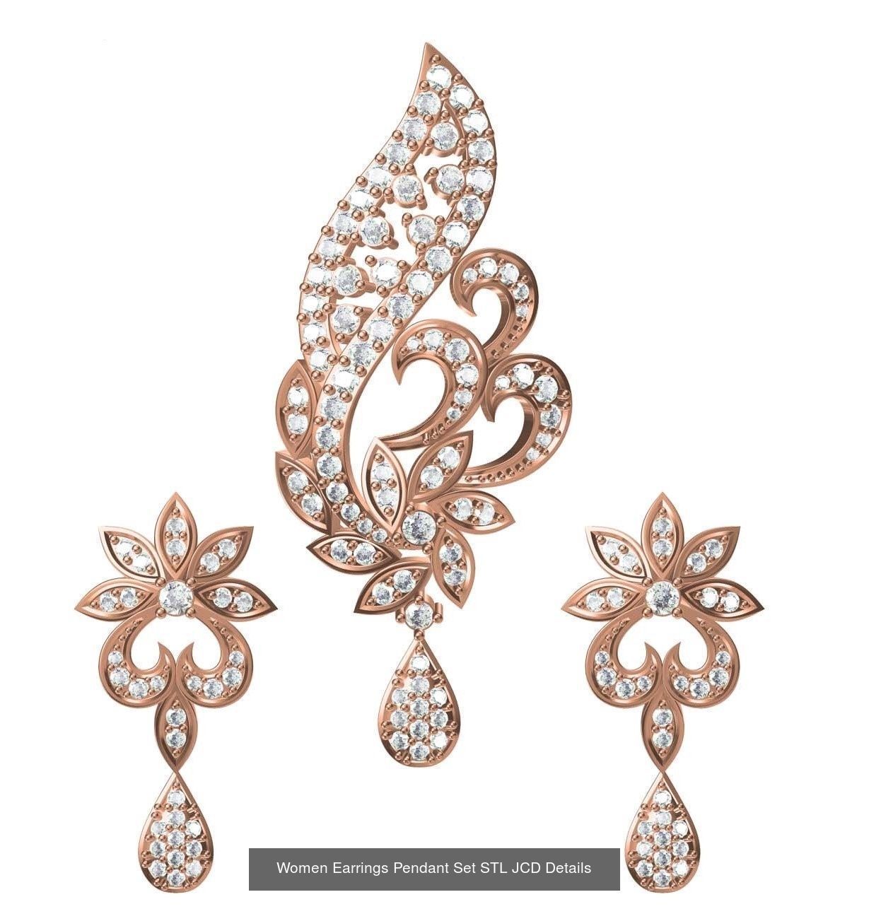 159 Women Earrings Pendant Sets STL JCD Details Collection _299