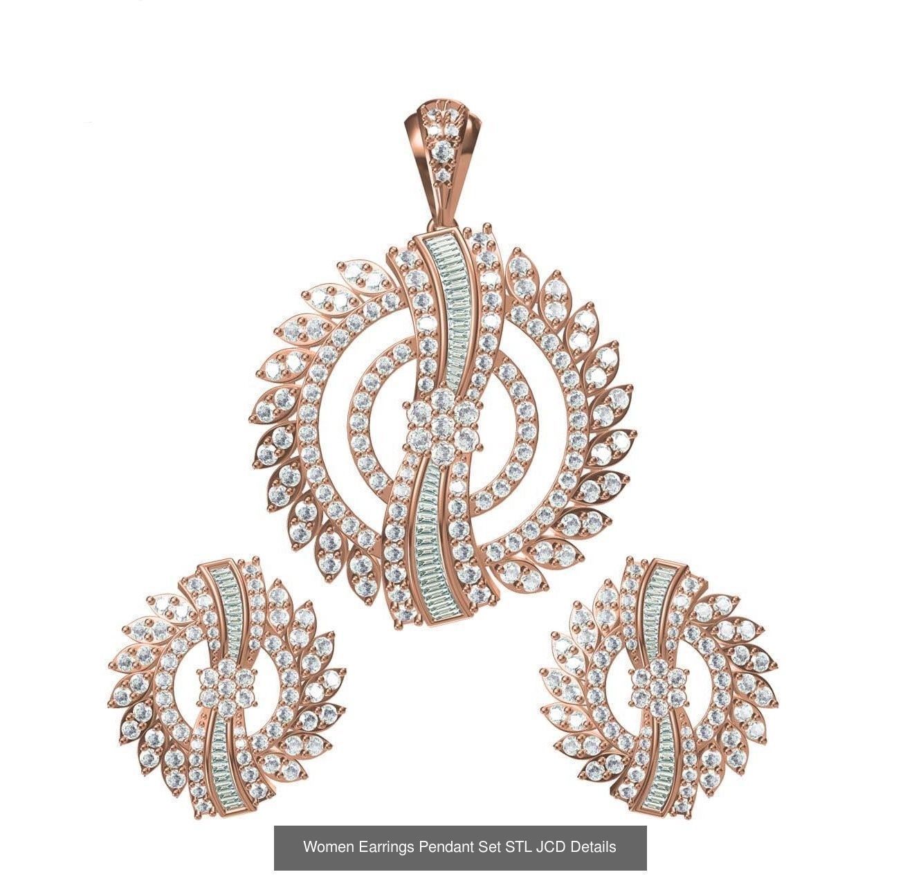 159 Women Earrings Pendant Sets STL JCD Details Collection _295