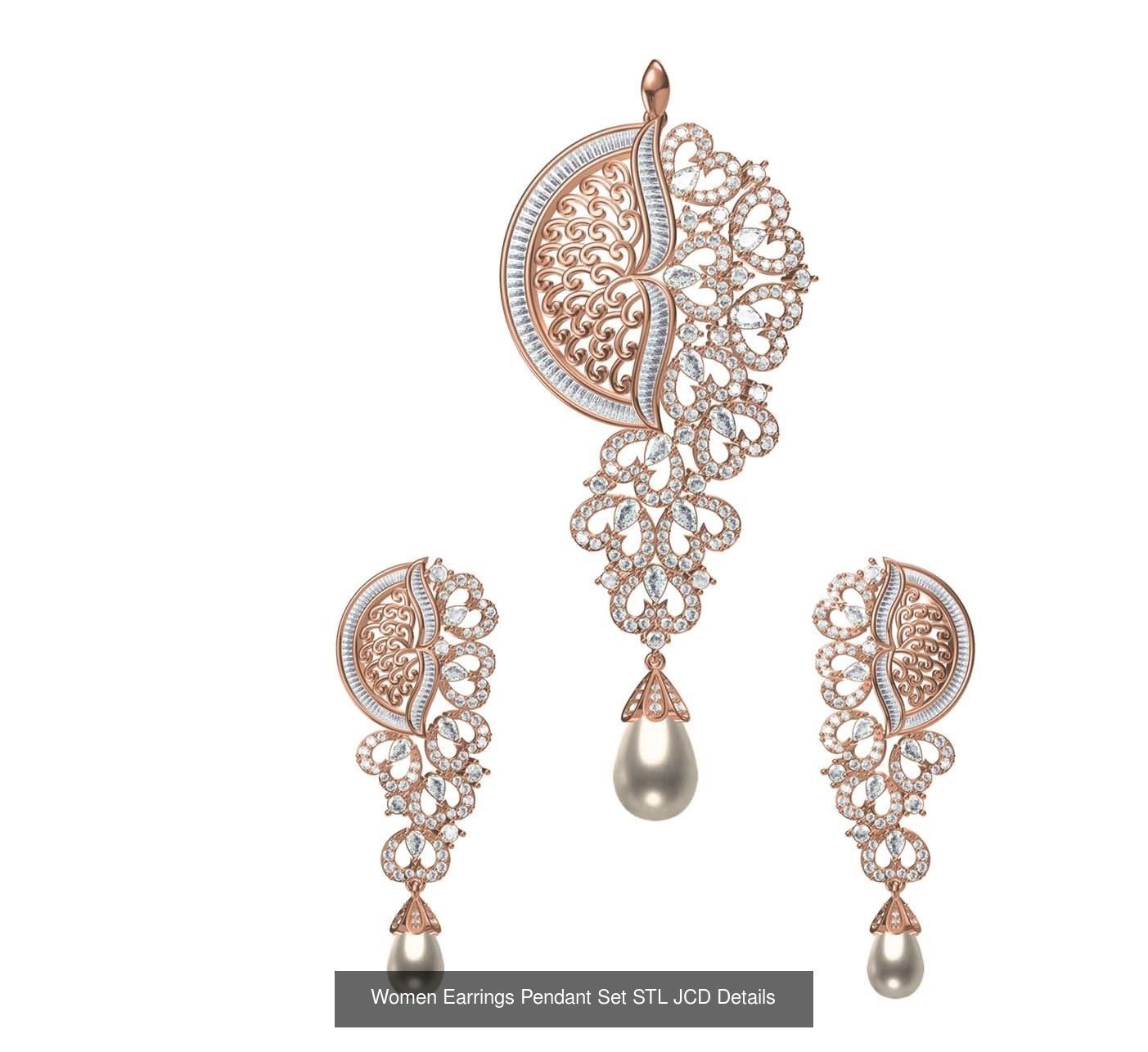 159 Women Earrings Pendant Sets STL JCD Details Collection _322