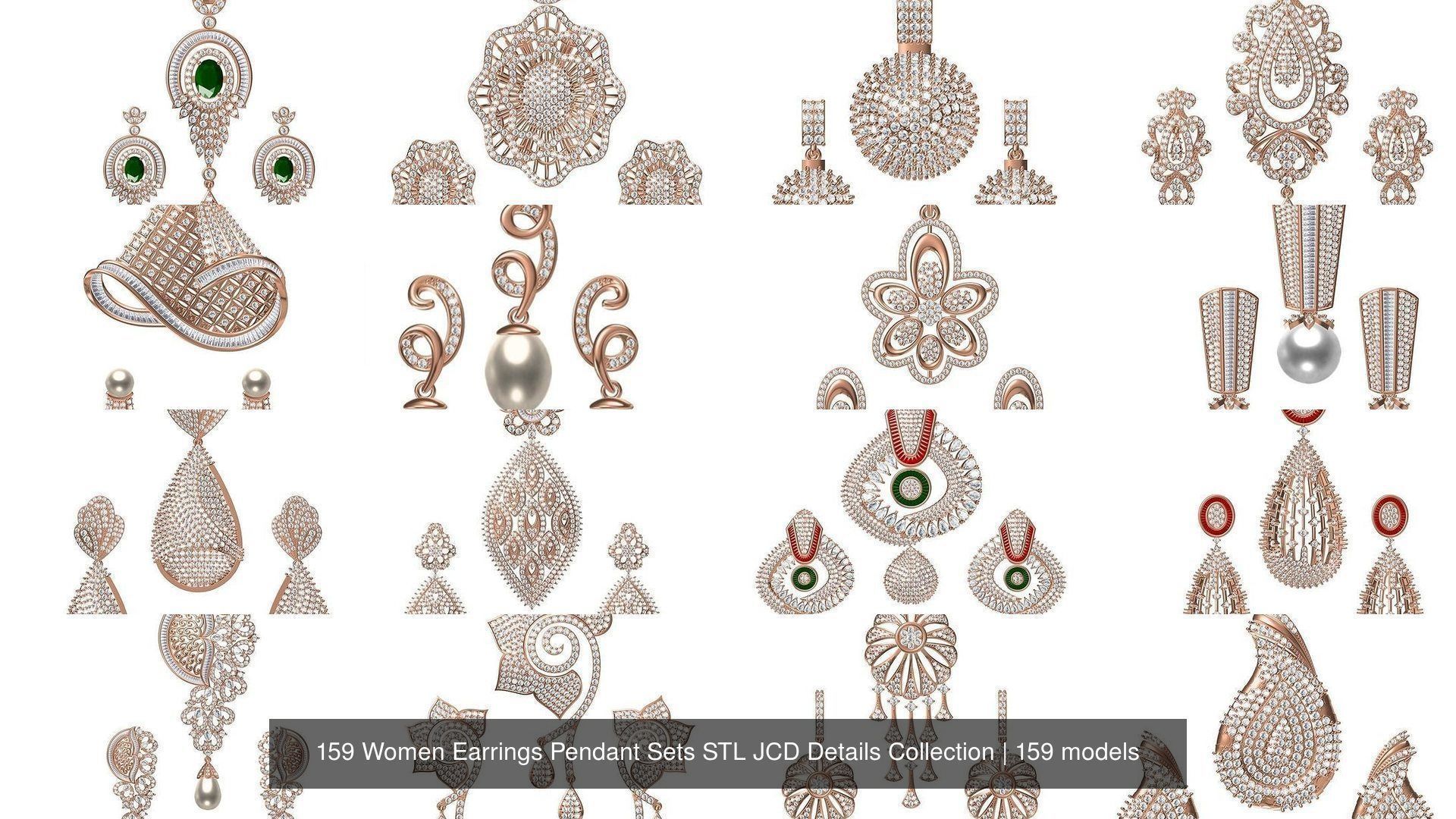 159 Women Earrings Pendant Sets STL JCD Details Collection _206