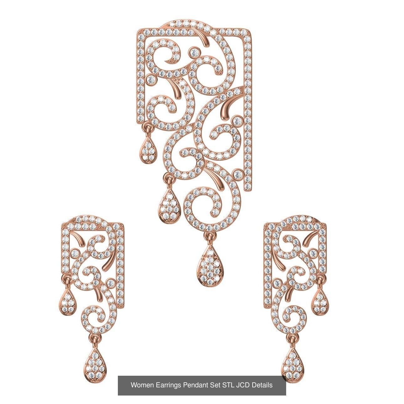 159 Women Earrings Pendant Sets STL JCD Details Collection _301