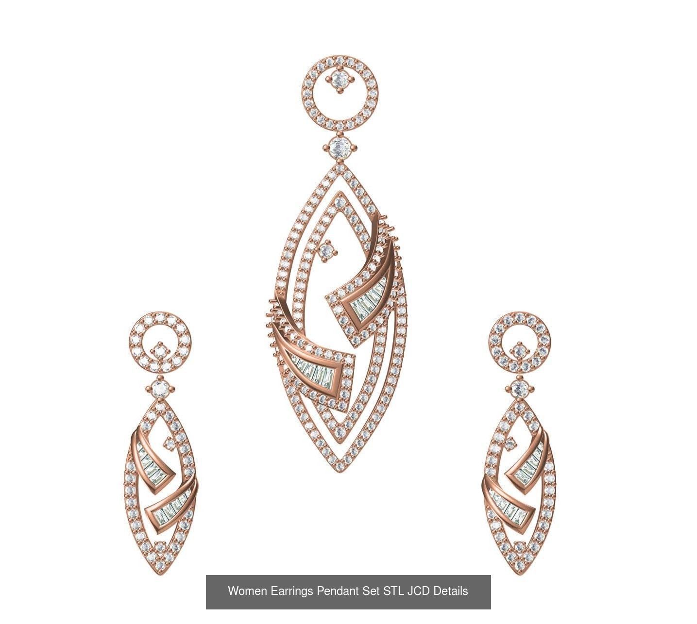 159 Women Earrings Pendant Sets STL JCD Details Collection _365