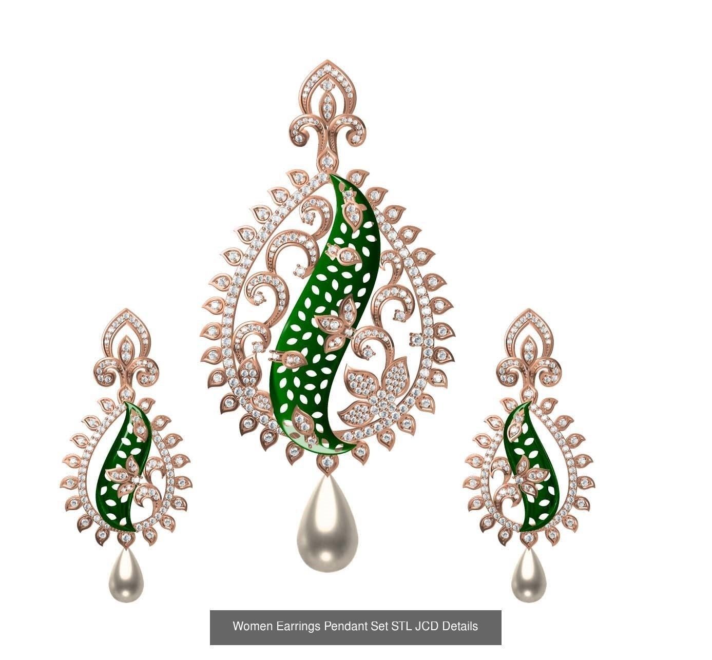159 Women Earrings Pendant Sets STL JCD Details Collection _257