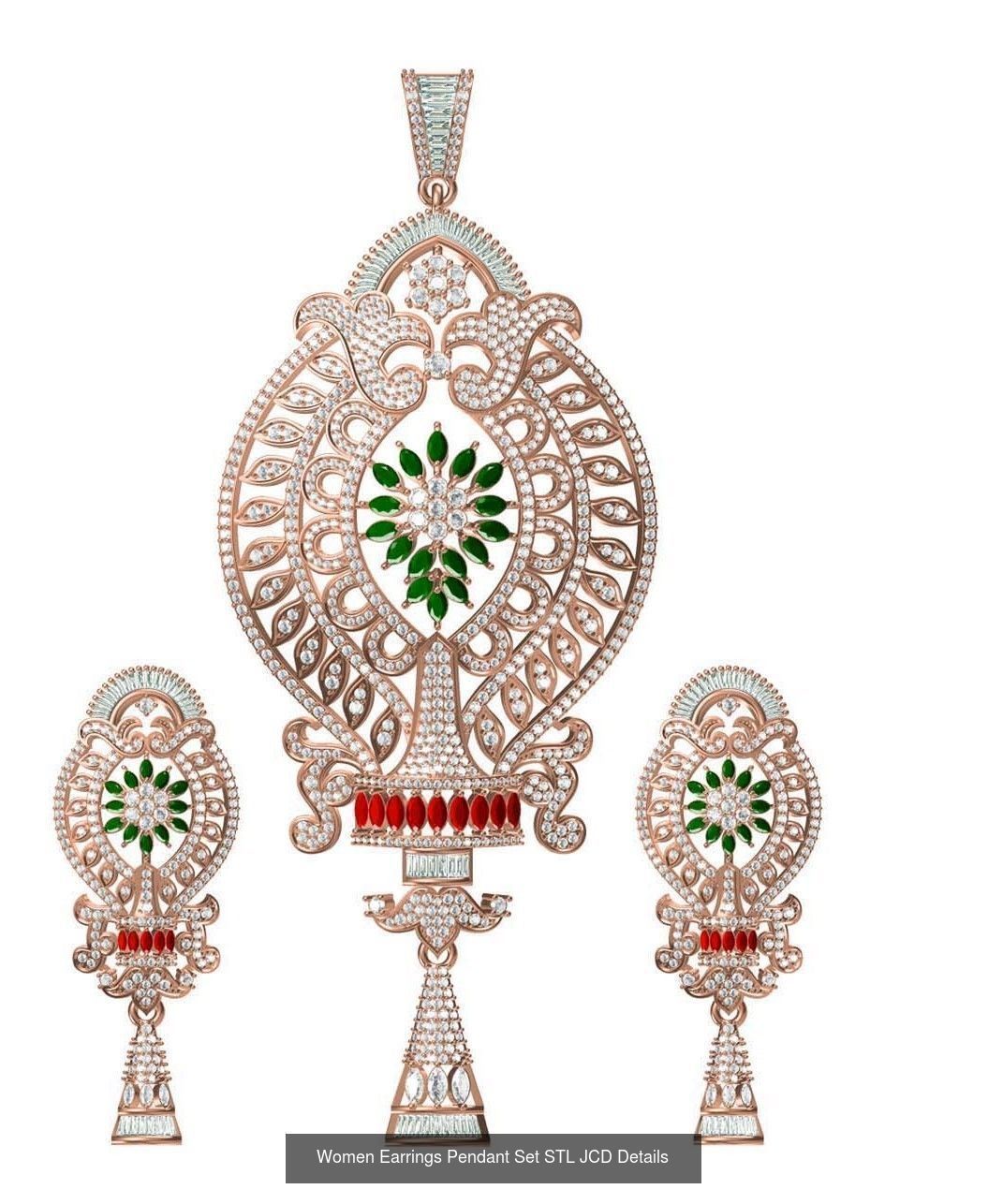 159 Women Earrings Pendant Sets STL JCD Details Collection _264