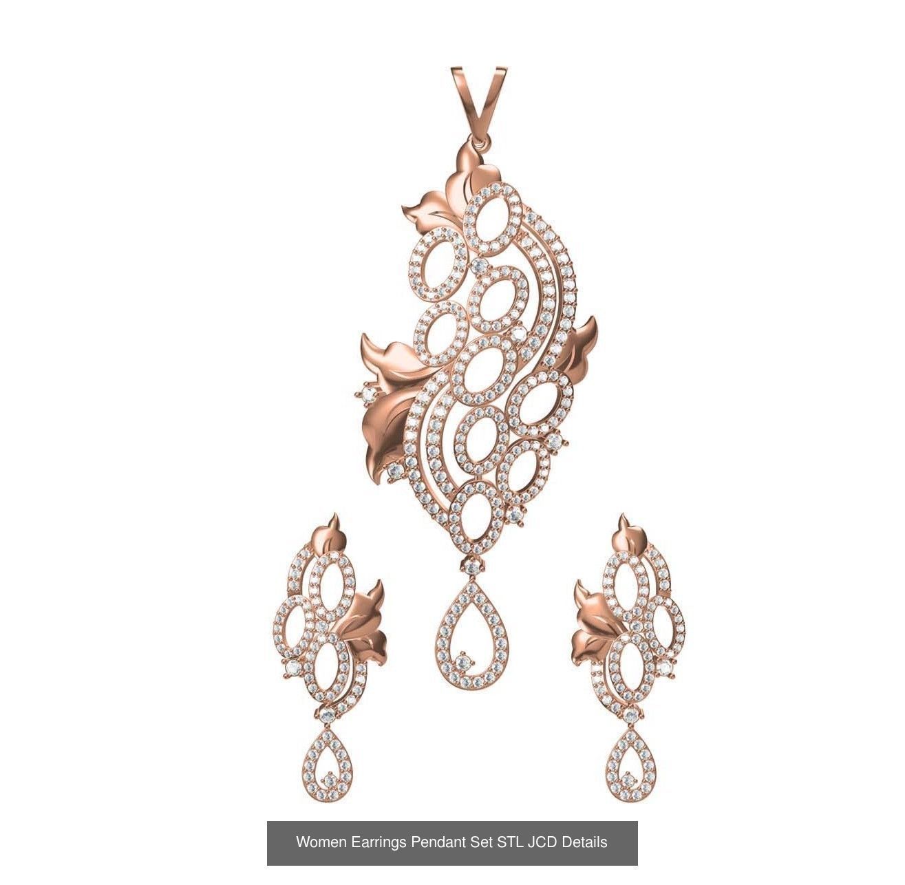 159 Women Earrings Pendant Sets STL JCD Details Collection _275