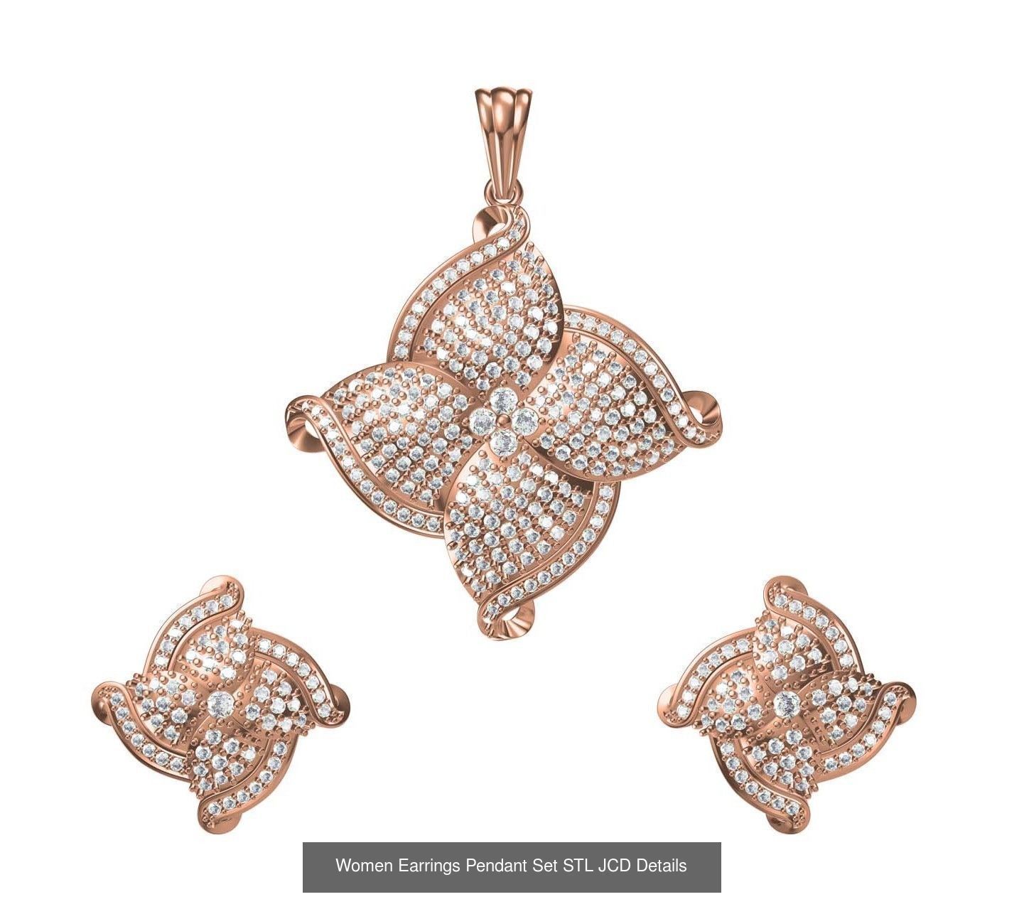 159 Women Earrings Pendant Sets STL JCD Details Collection _366