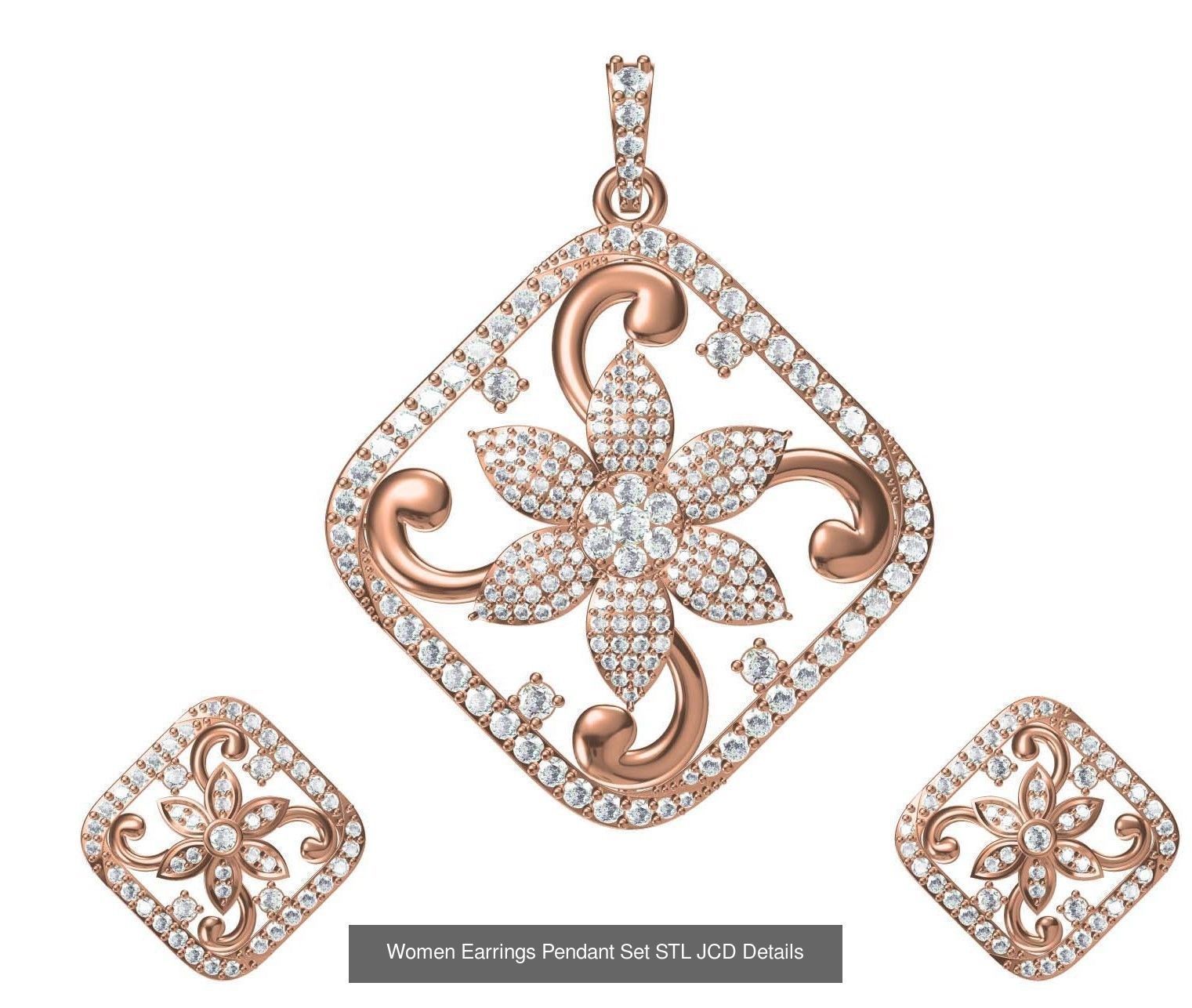 159 Women Earrings Pendant Sets STL JCD Details Collection _263