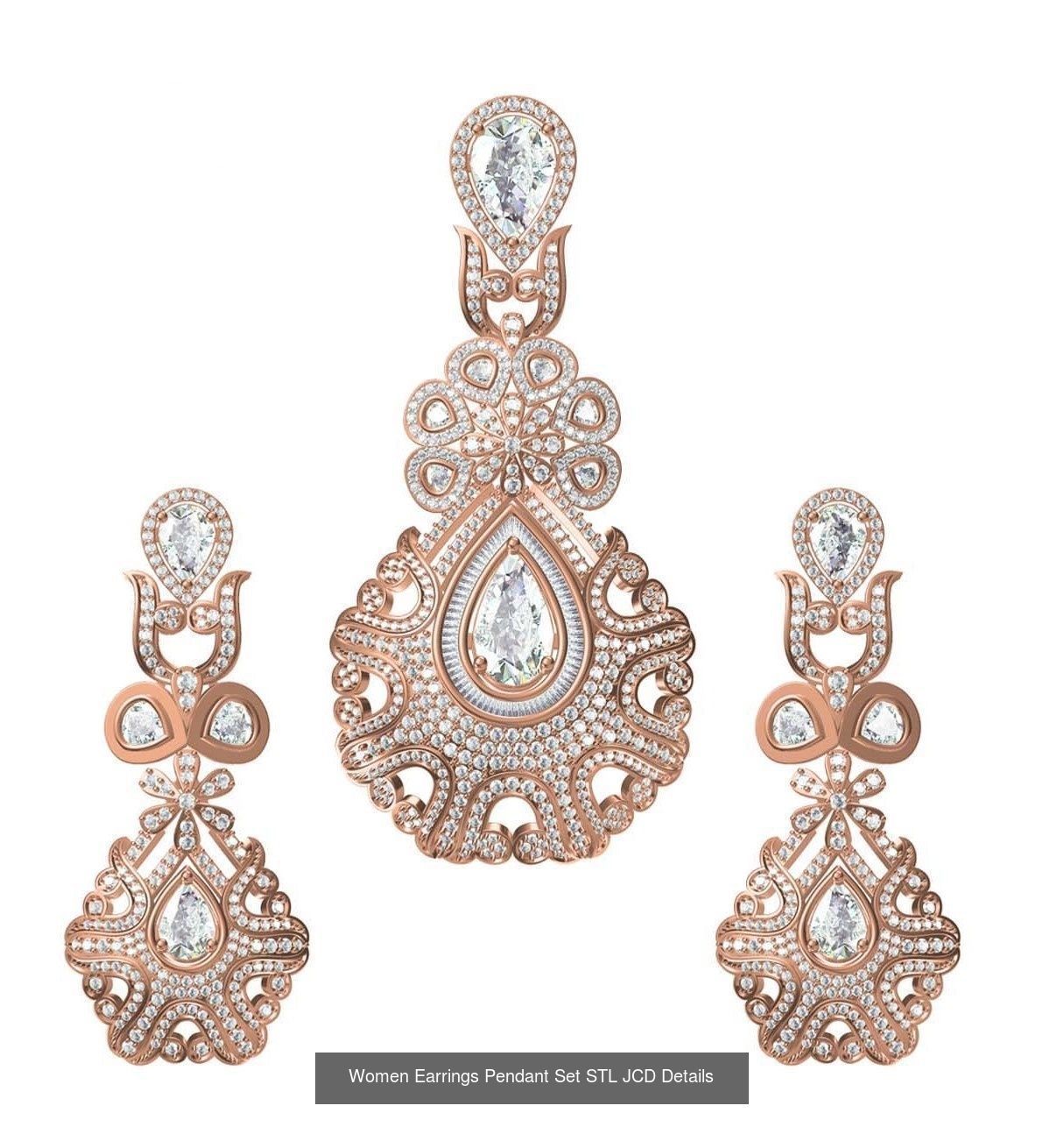159 Women Earrings Pendant Sets STL JCD Details Collection _259
