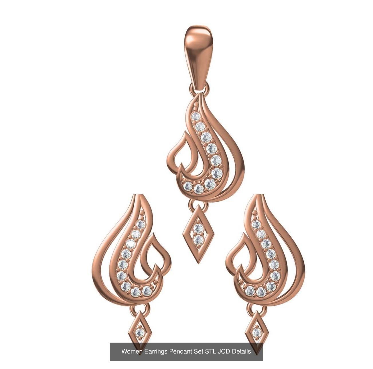 159 Women Earrings Pendant Sets STL JCD Details Collection _334