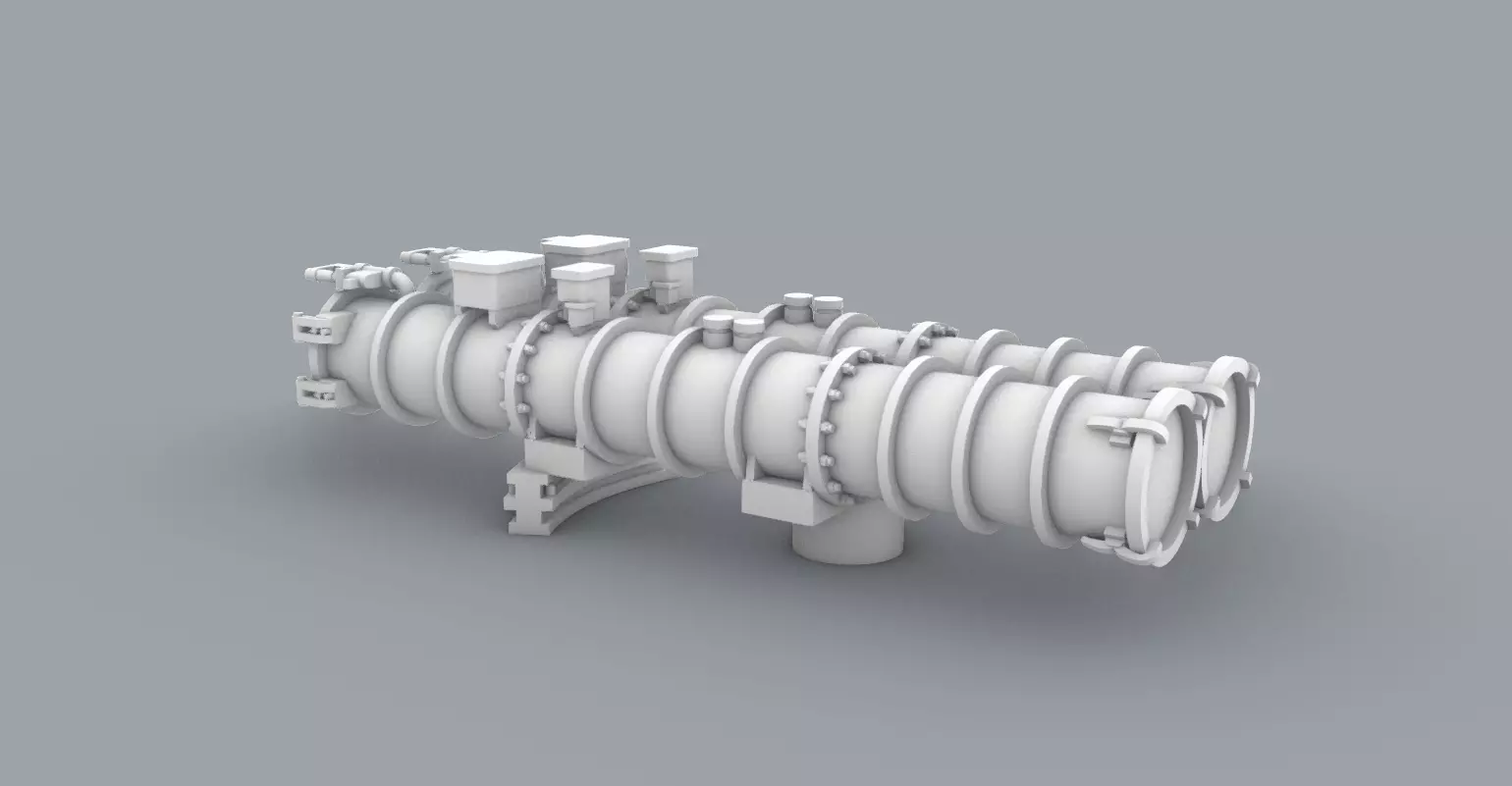 Type 53 Torpedo Tubes Low-poly 3D model_0