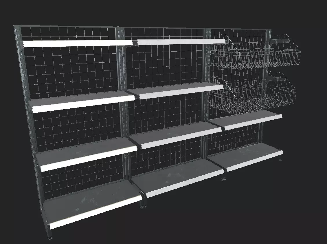 Shelf for Grocery Low-poly 3D model_0