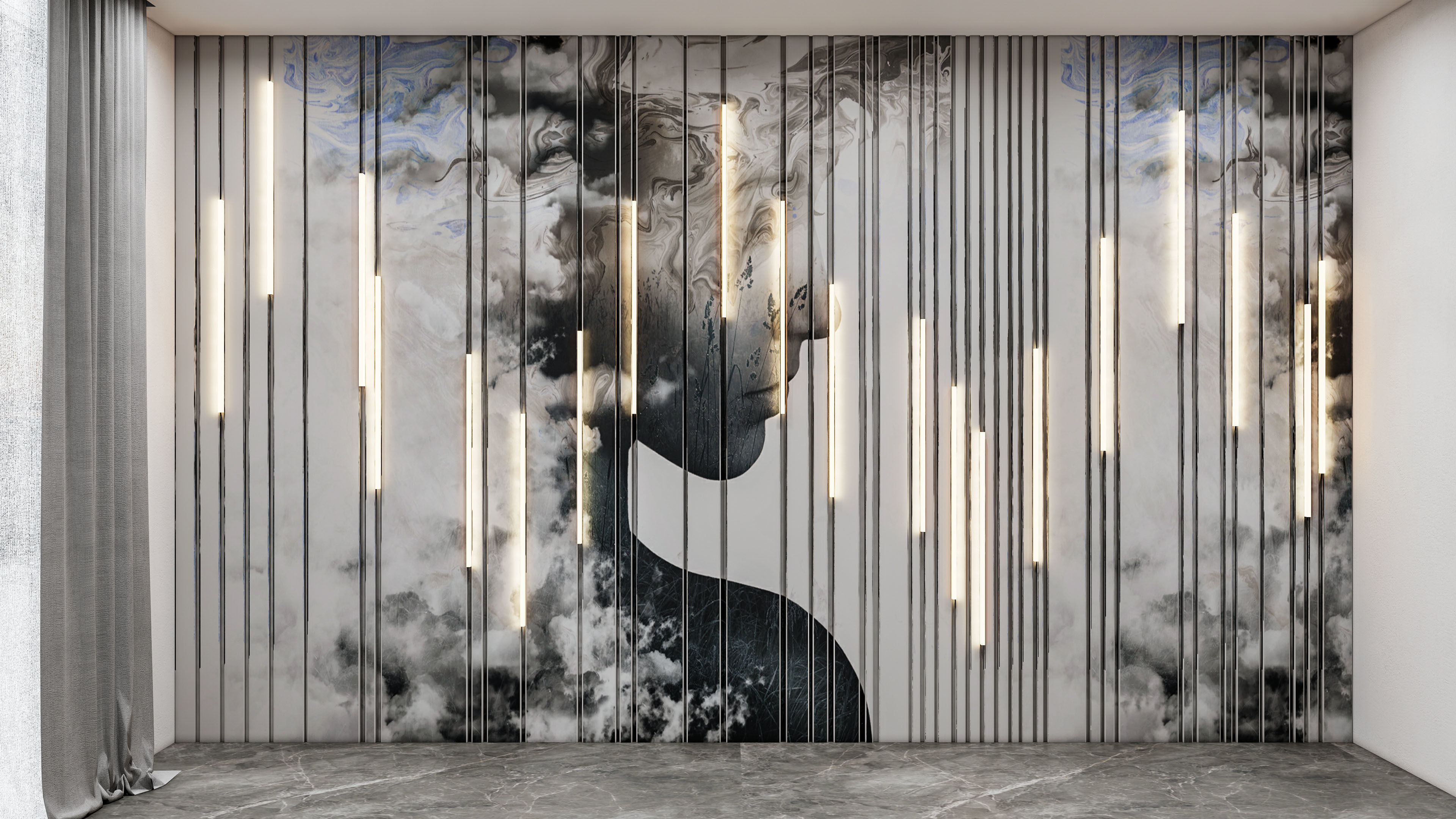 Wall decorative panel light Dynamic model Pre-Inst lighting 3D model_2