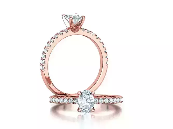 Solitaire Engagement Ring 50 pointer Oval Stone Cad model 3D print model