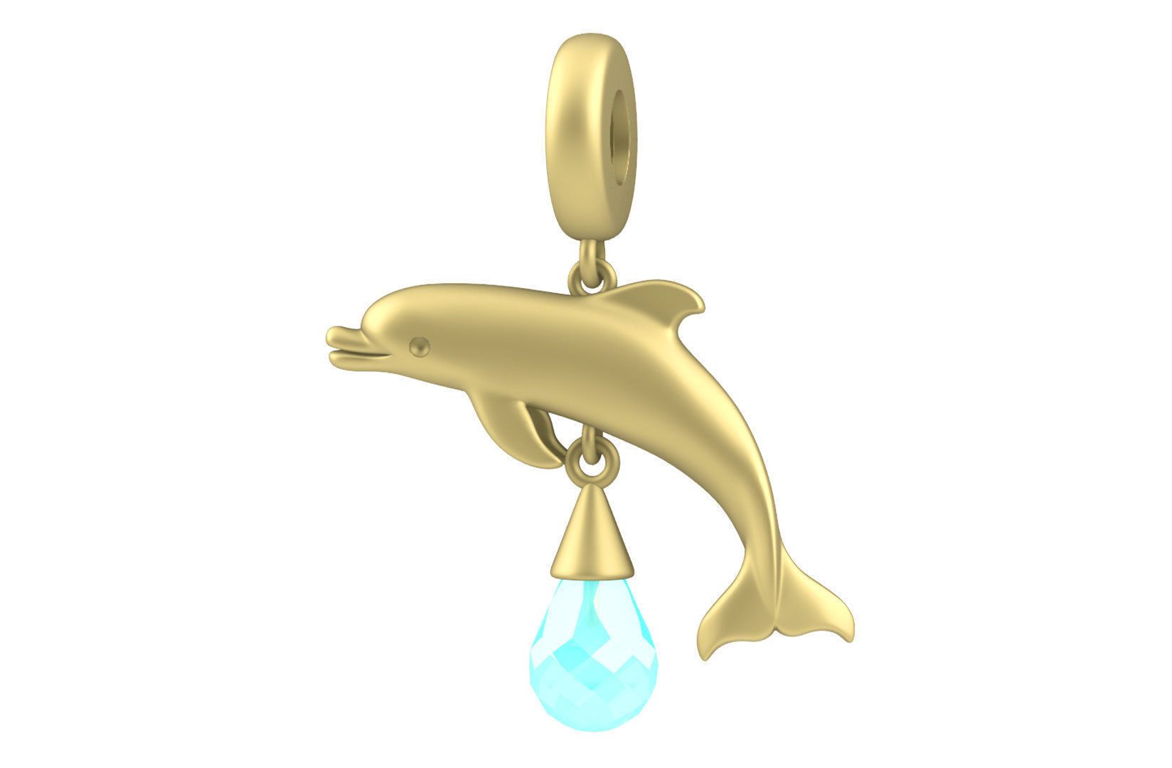 Sealives - Single Dolphin Pendant -  Style-2 - Charm 3D print model_5