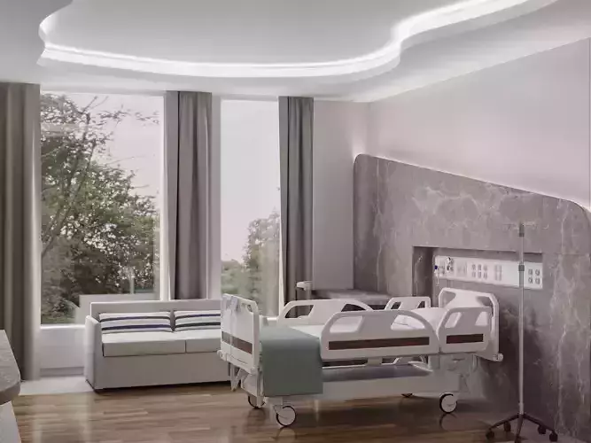 3D Hospital Patient Room Low-poly 3D model