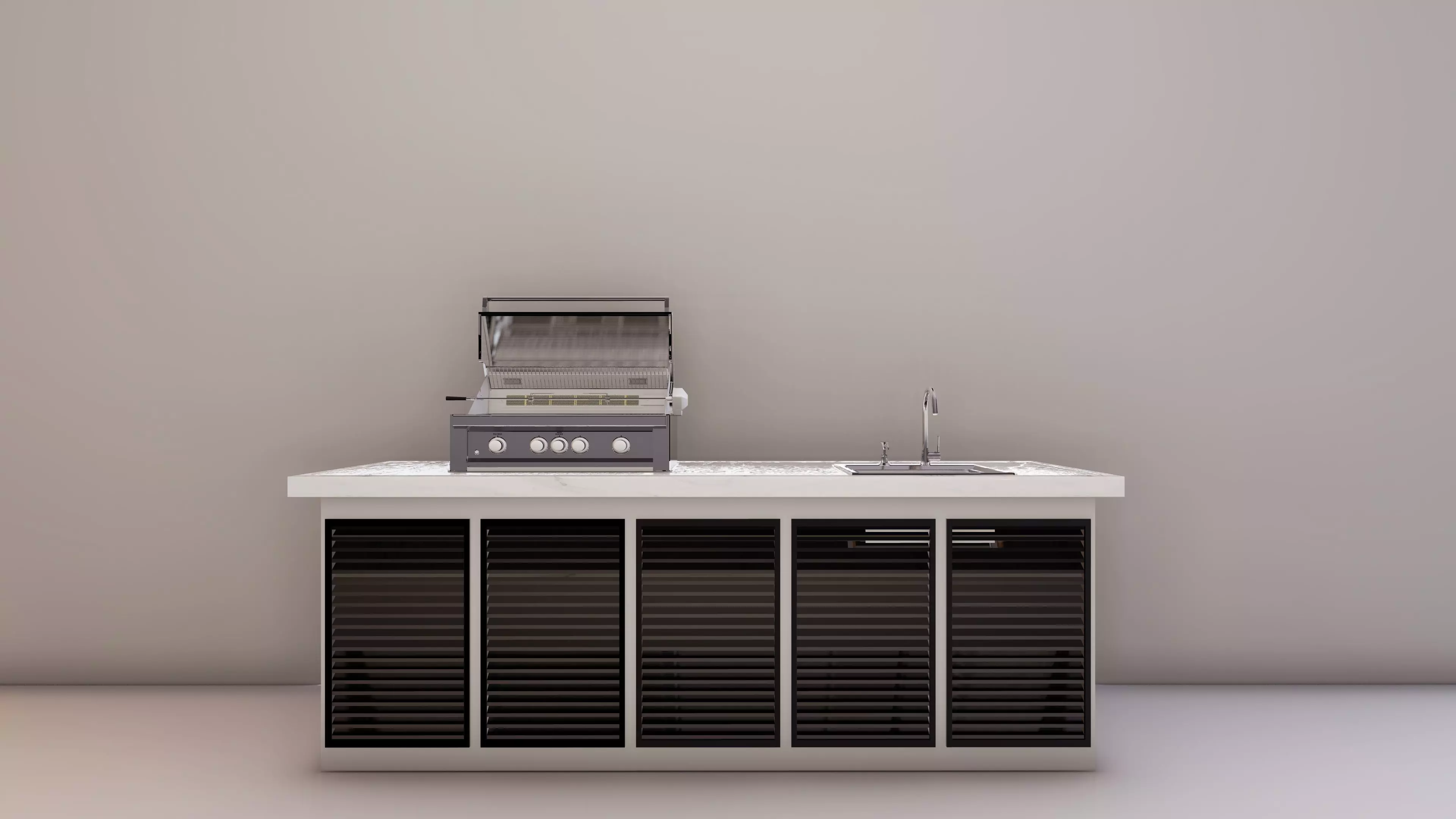 bbq grill roof garden low-poly 3d model b 3D model