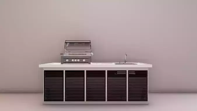 bbq grill roof garden low-poly 3d model b