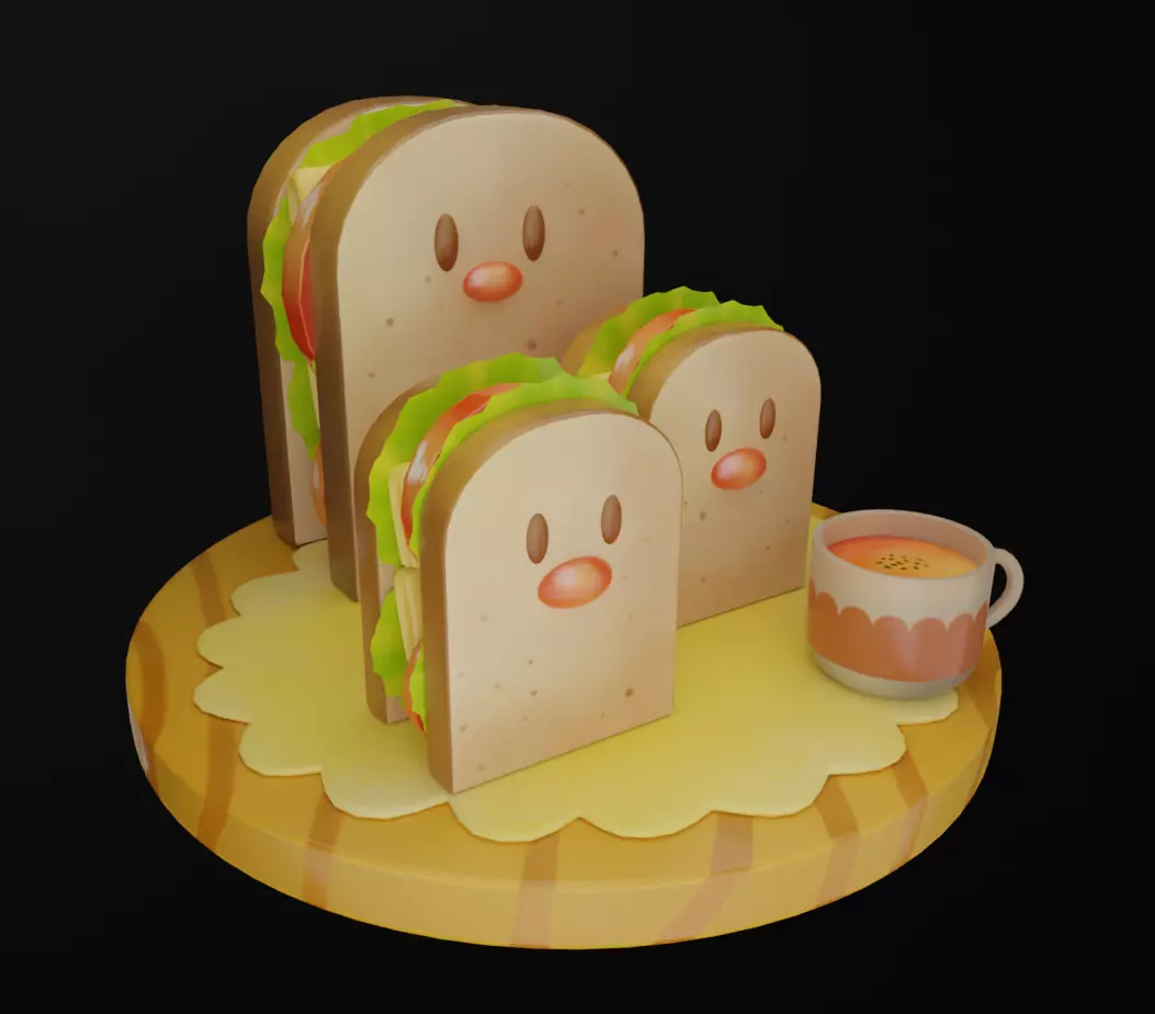 Pokemon Cafe Dugtrio Sandwich Trio 3D model