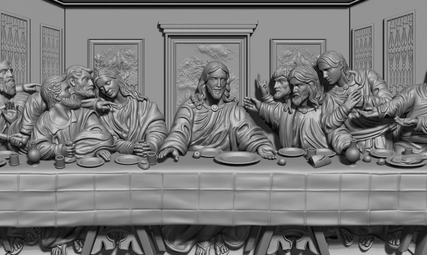 Last Supper basrelief Jesus last dinner 3D print model