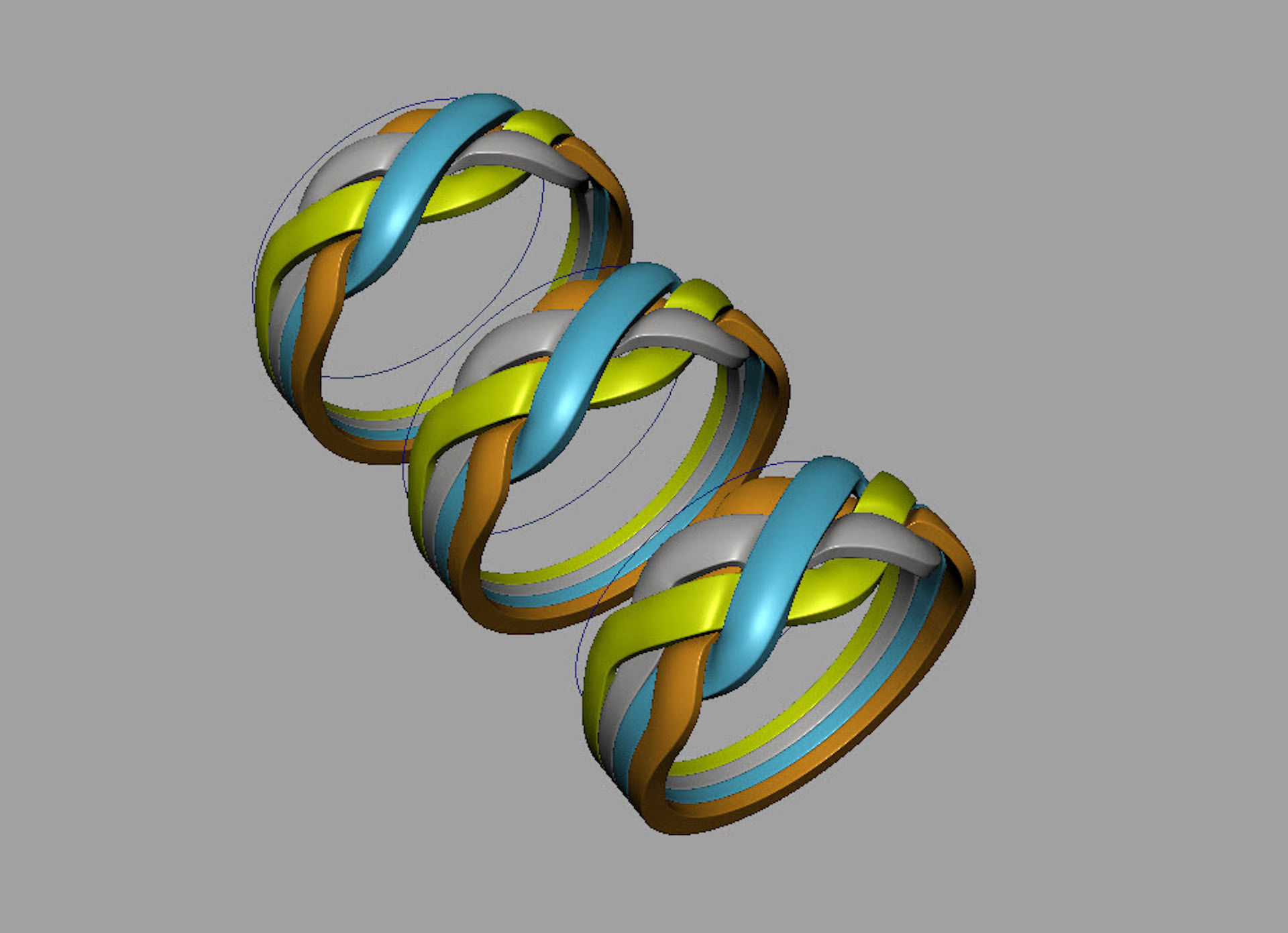 Jewelry Fashion Gold Puzzle Ring 0071 Set of Sizes Stl 3dm Fbx 3D print model_24