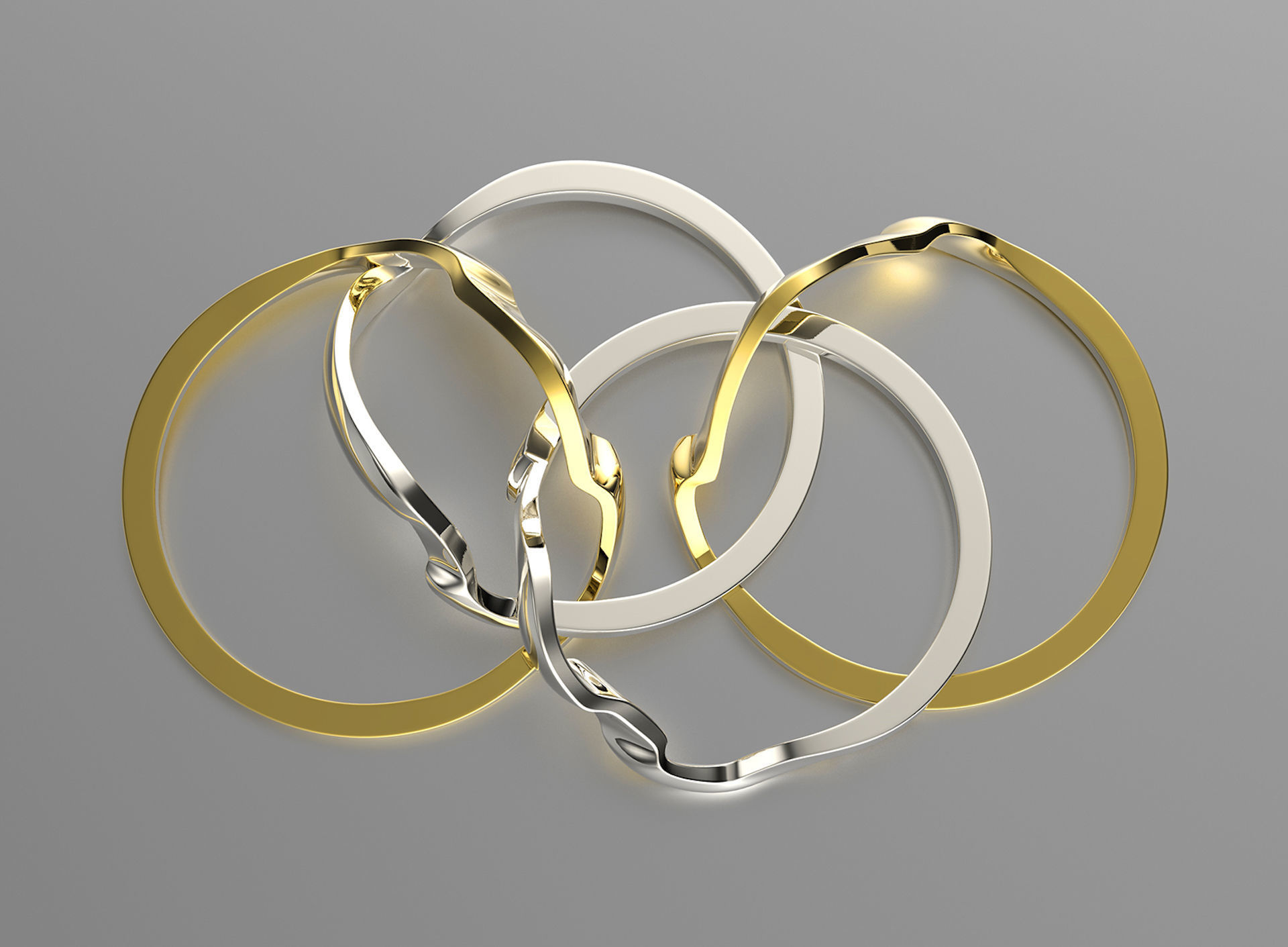 Jewelry Fashion Gold Puzzle Ring 0071 Set of Sizes Stl 3dm Fbx 3D print model_18