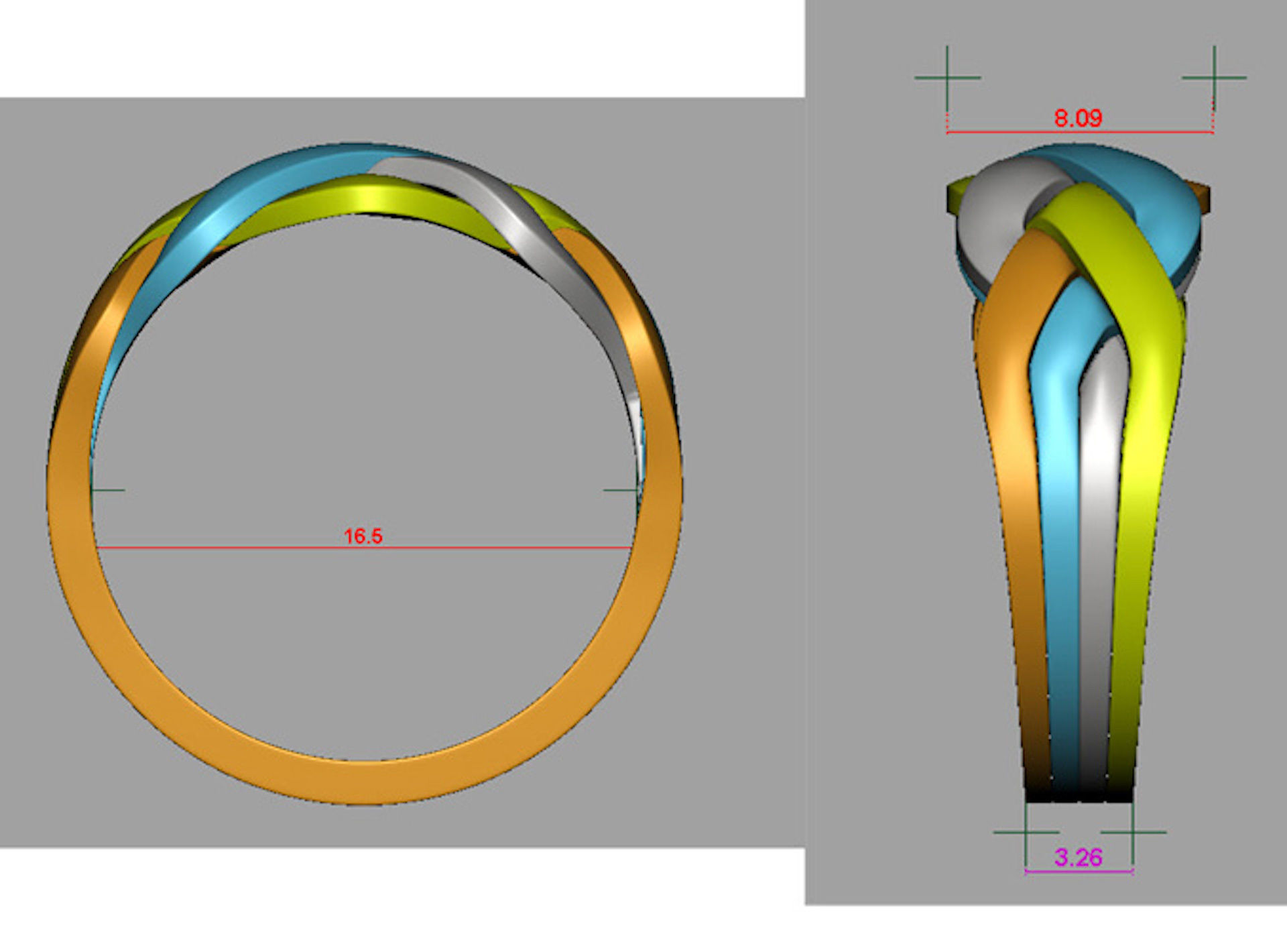 Jewelry Fashion Gold Puzzle Ring 0071 Set of Sizes Stl 3dm Fbx 3D print model_19