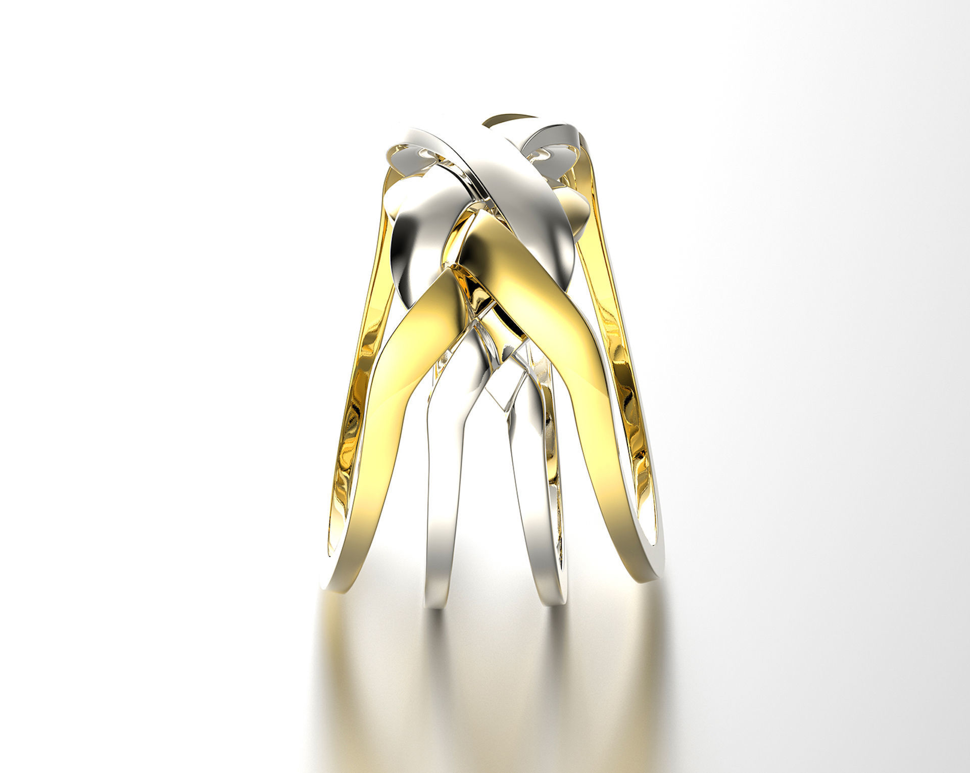 Jewelry Fashion Gold Puzzle Ring 0071 Set of Sizes Stl 3dm Fbx 3D print model_6