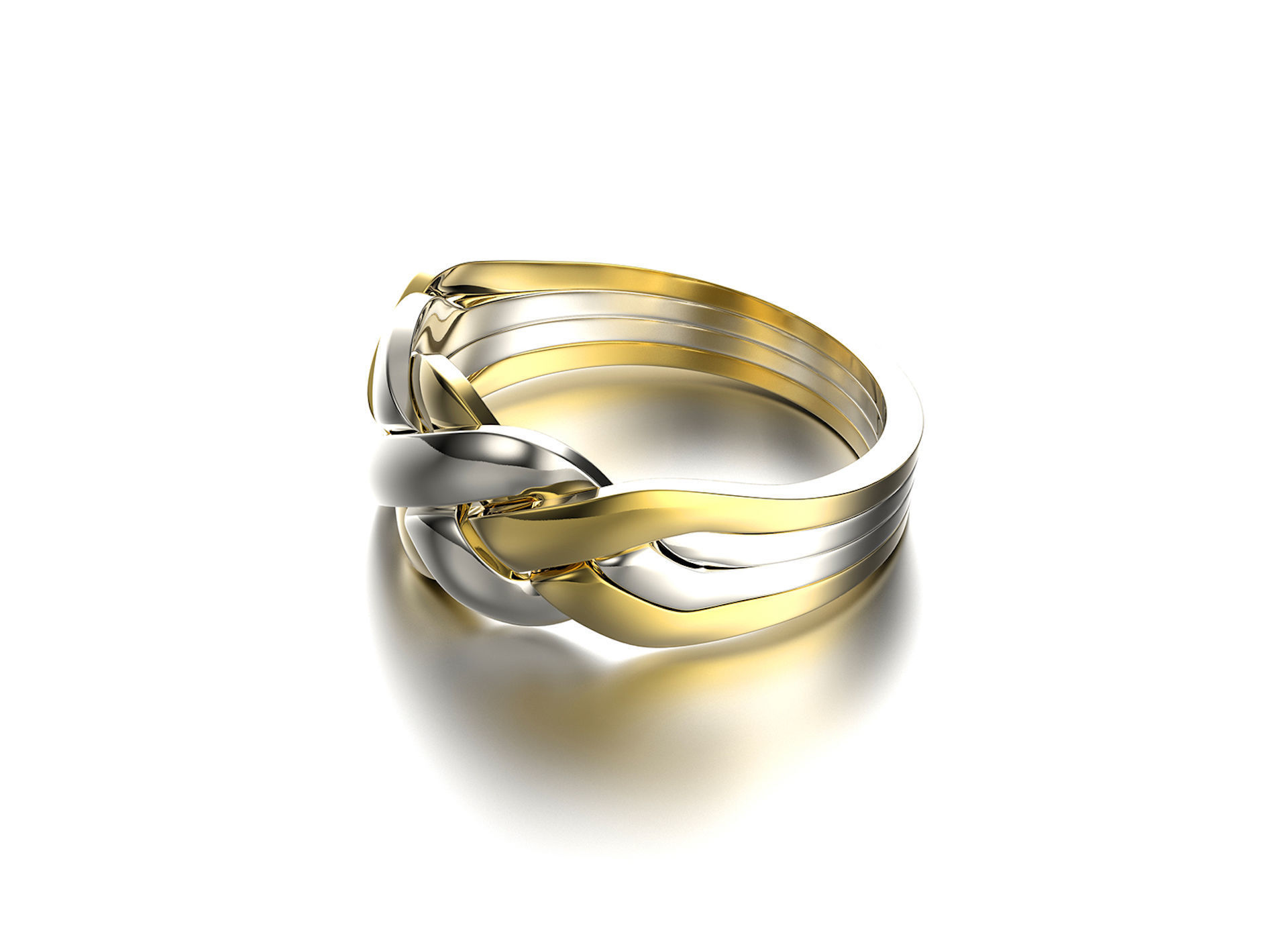 Jewelry Fashion Gold Puzzle Ring 0071 Set of Sizes Stl 3dm Fbx 3D print model_3